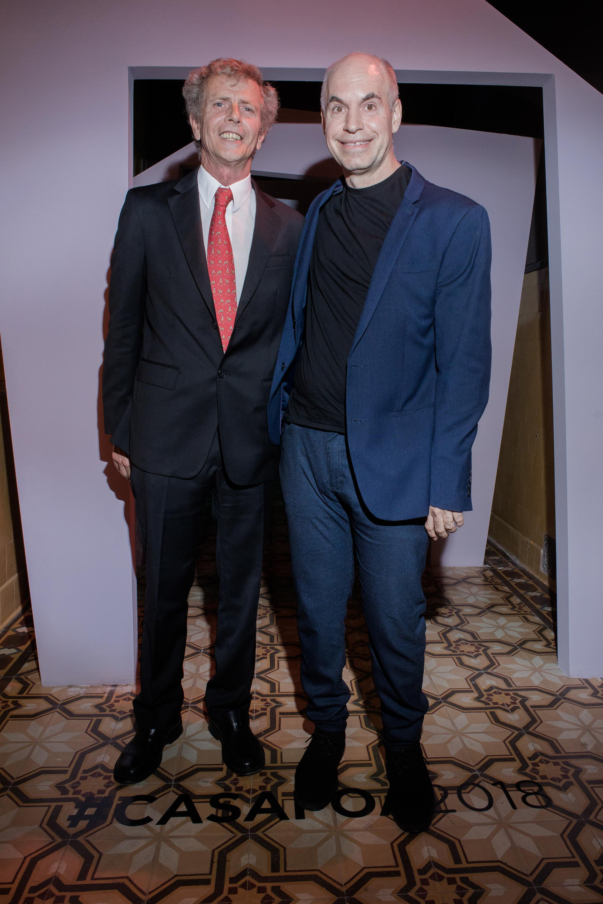 Marcos Malbran y el jefe de Gobierno porteño, Horacio Rodríguez Larreta, en el pre opening de Casa FOA 2018