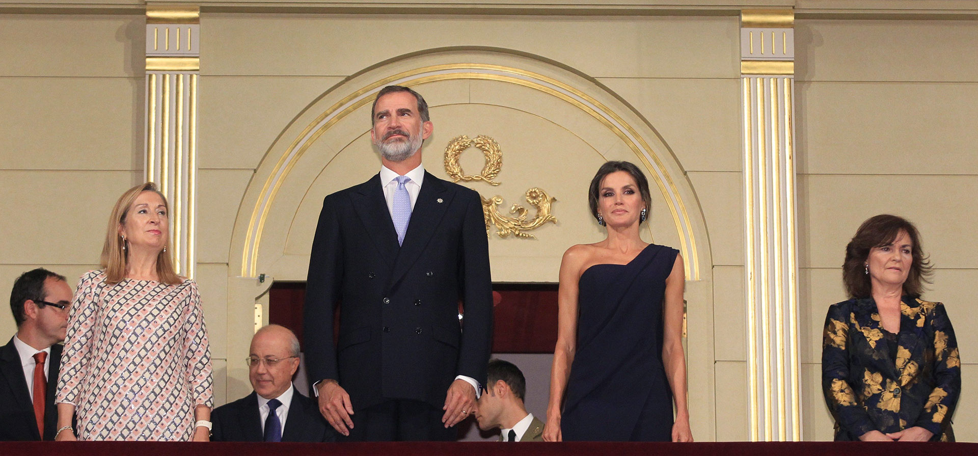 Felipe y Letizia de España durante la inauguración de la temporada del Teatro Real, en Madrid
