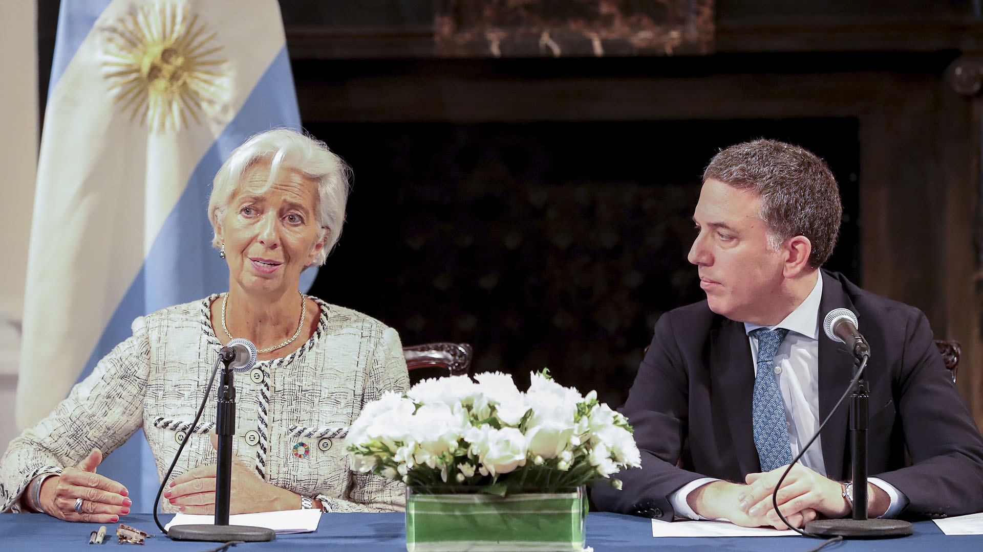 La directora Gerente del FMI Christine Lagarde y el ministro Nicolás Dujovne (NA)