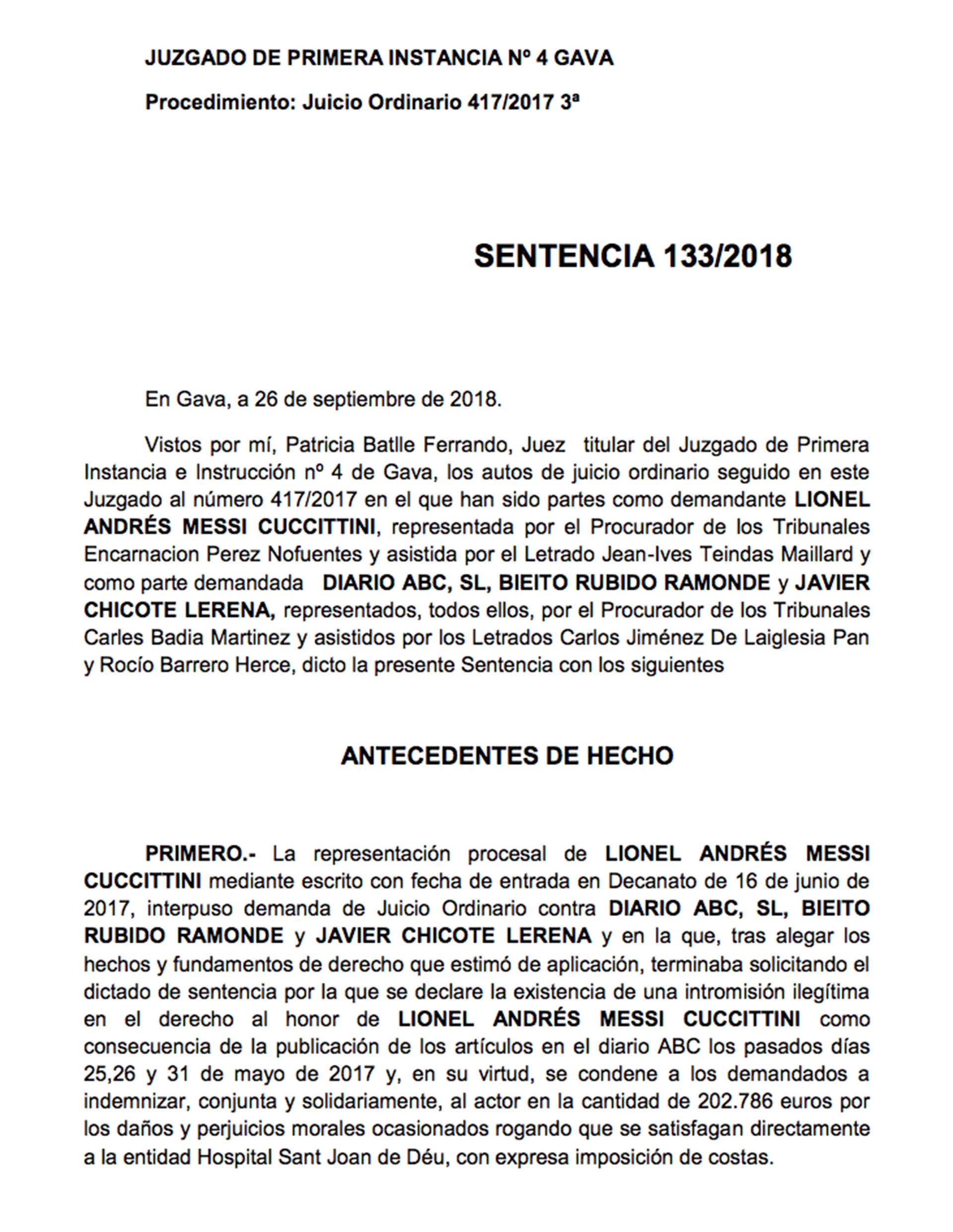 Fallo contra Fundacion Leo Messi_PRIMERA HOJA