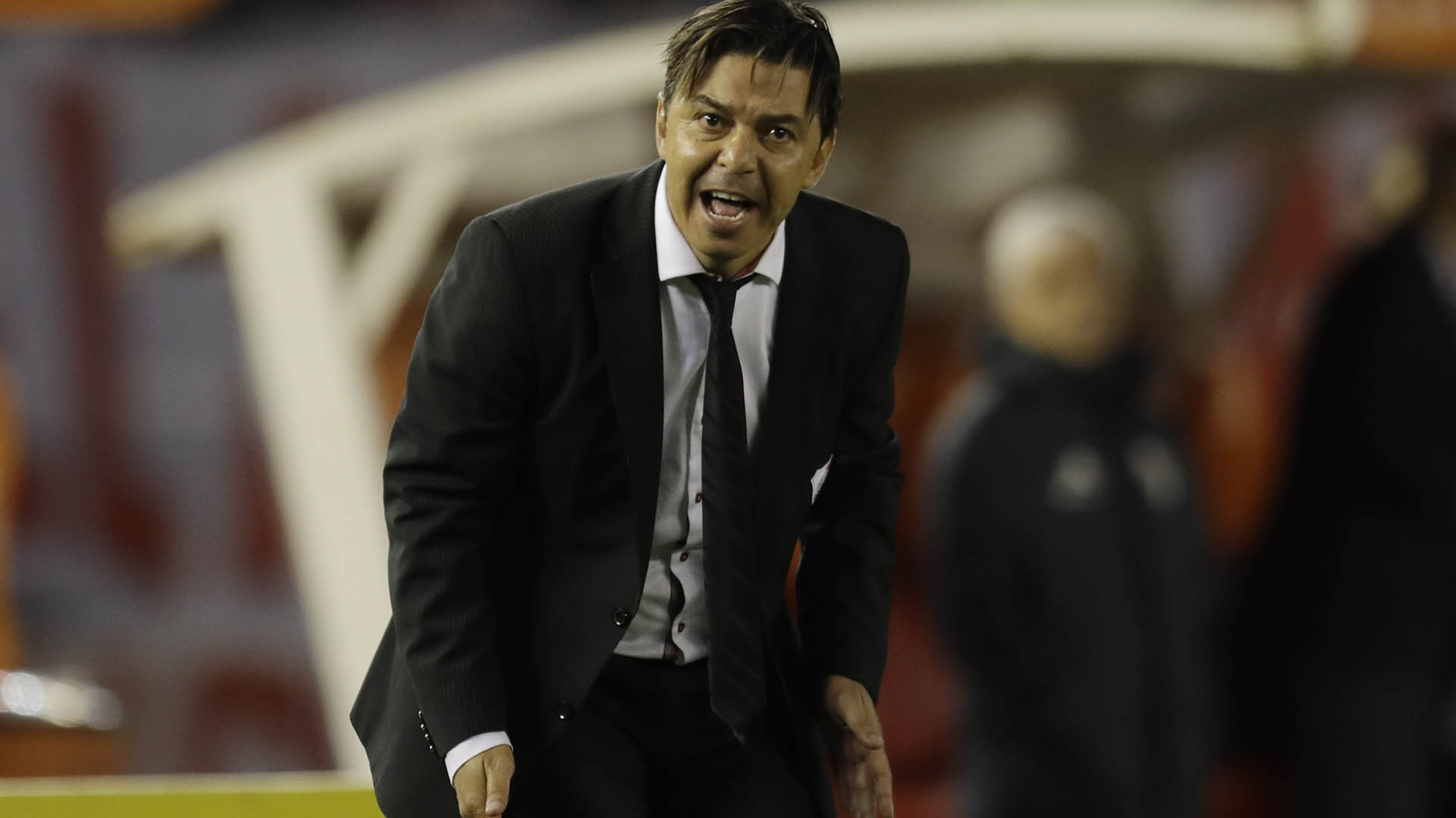 Marcelo Gallardo se encontraba suspendido durante el partido entre Gremio y River (AP Photo/Natacha Pisarenko)