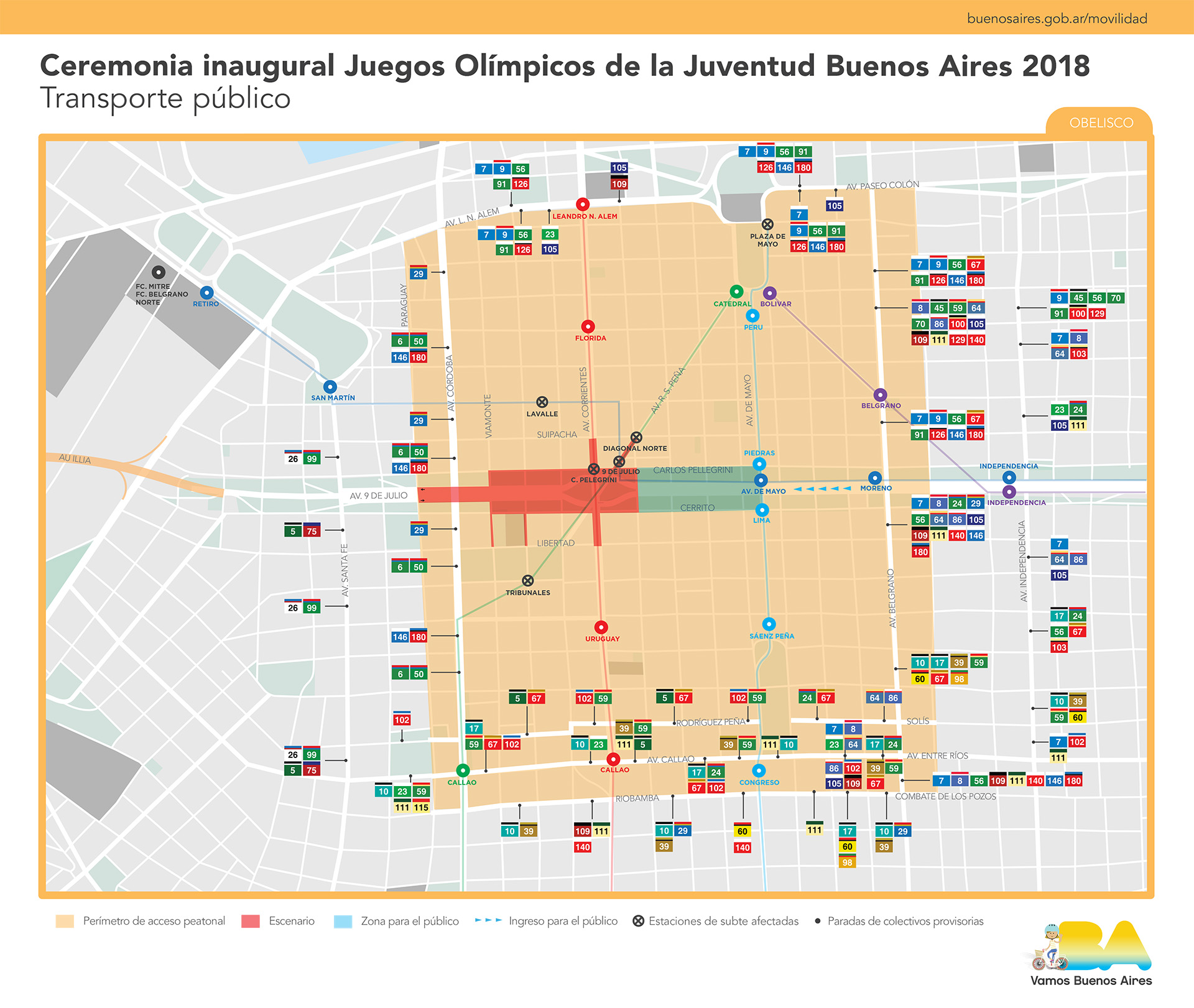 El mapa del tránsito durante la ceremonia