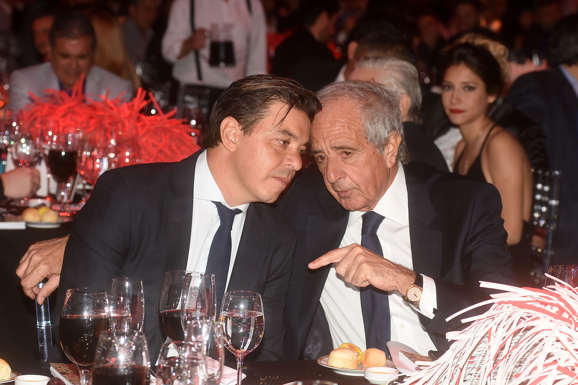 El entrenador de River, Marcelo Gallardo, y su presidente, Rodolfo D’Onofrio, durante la quinta cena anual a beneficio de la Fundación River Plate