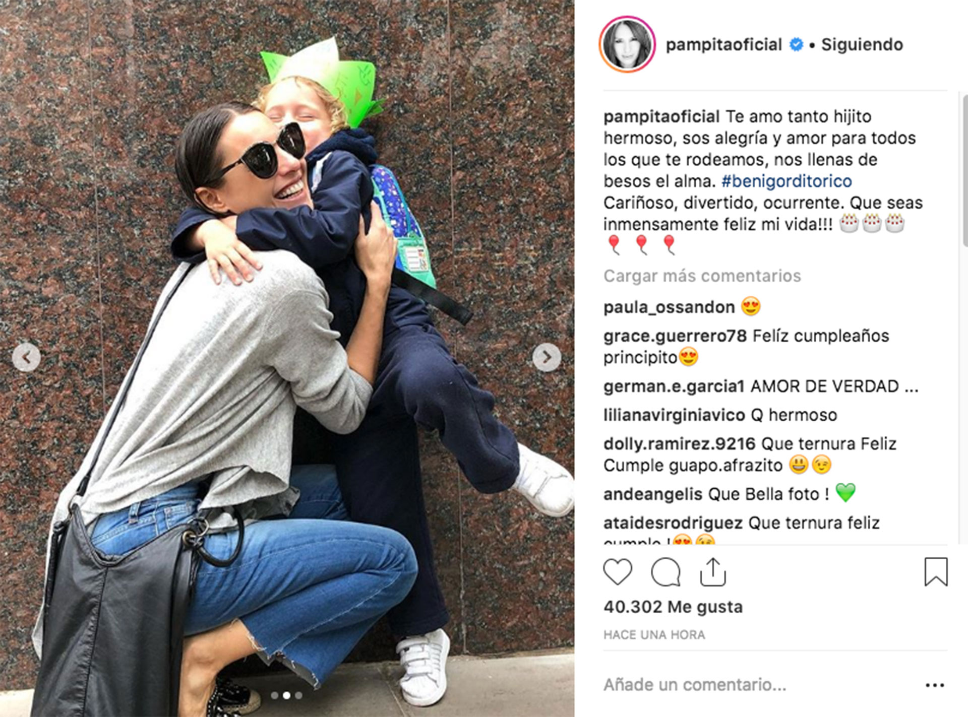 El posteo de Pampita en Instagram.