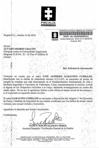 La imagen que anda rondando por redes sociales de la Fiscalía de Colombia