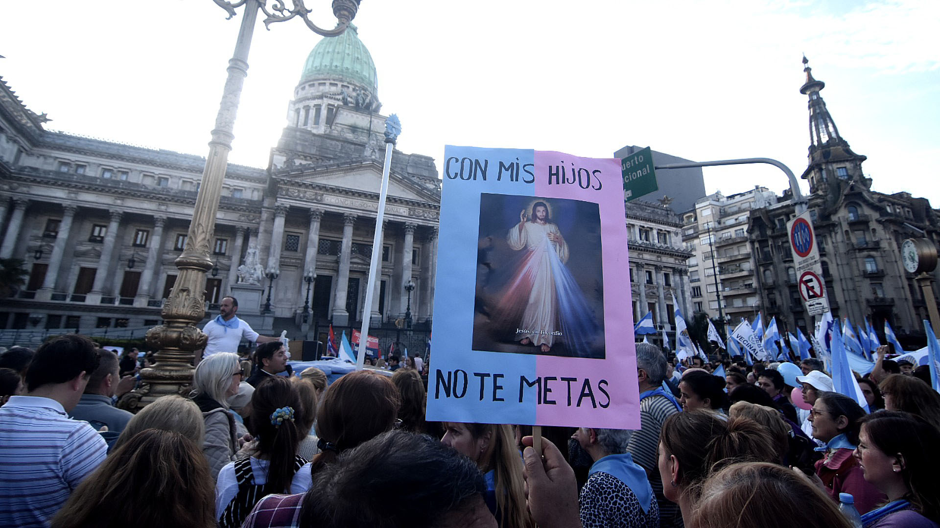 Bajo el lema â€œCon mis hijos noâ€, una numerosa marcha tuvo lugar en la tarde del domingo frente al Congreso de la NaciÃ³n (Fotos: NicolÃ¡s Stulberg)