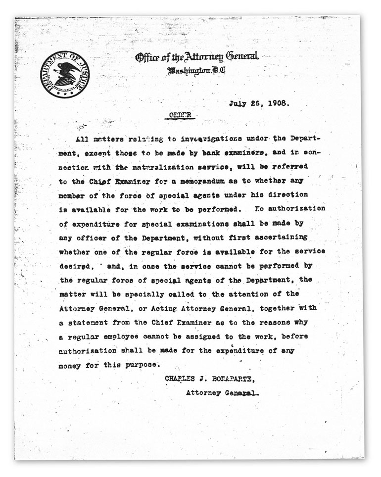 Una orden firmada por el fiscal general de Estado, Charles Joseph Bonaparte