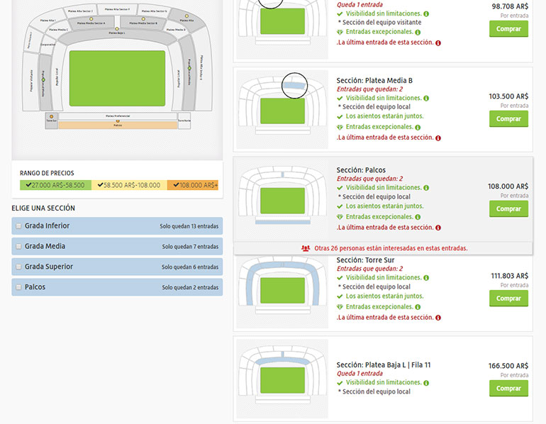 La oferta de las supuestas entradas para el Superclásico