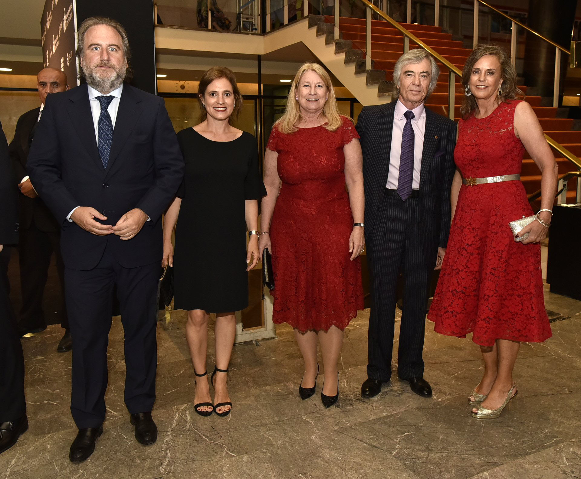 Tato Lanusse, Silvina Pueyrredon, María Taquini de Blaquier, Charlie Blaquier y Silvia Saravia de Neuss