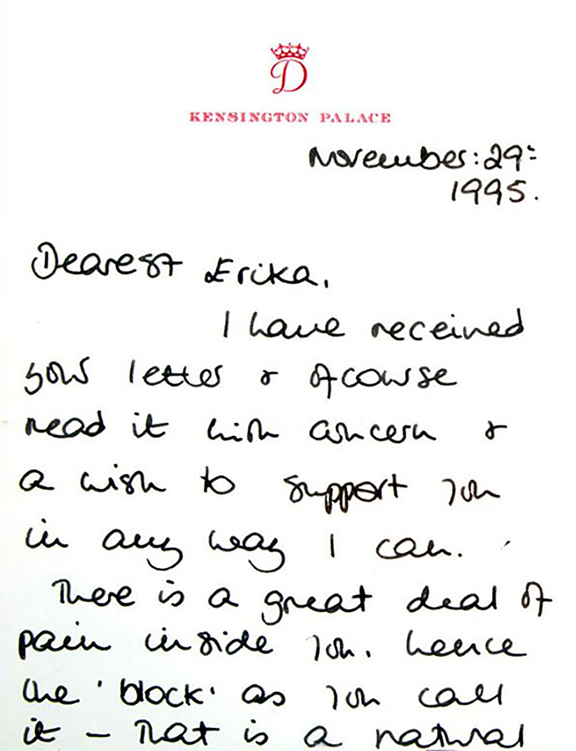 La carta que Lady Di envió a una admiradora que pasaba un mal momento