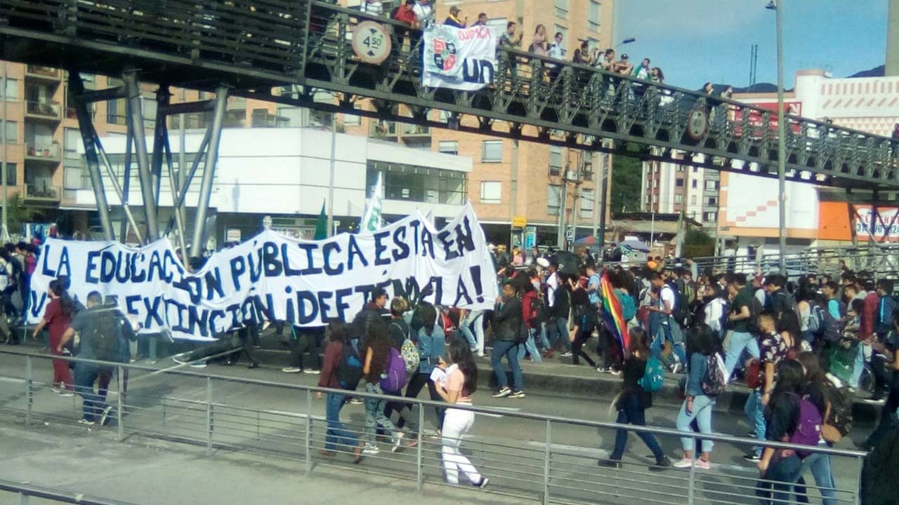 La marcha estudiantil en Bogotá (Gentileza: Noticias RCN)