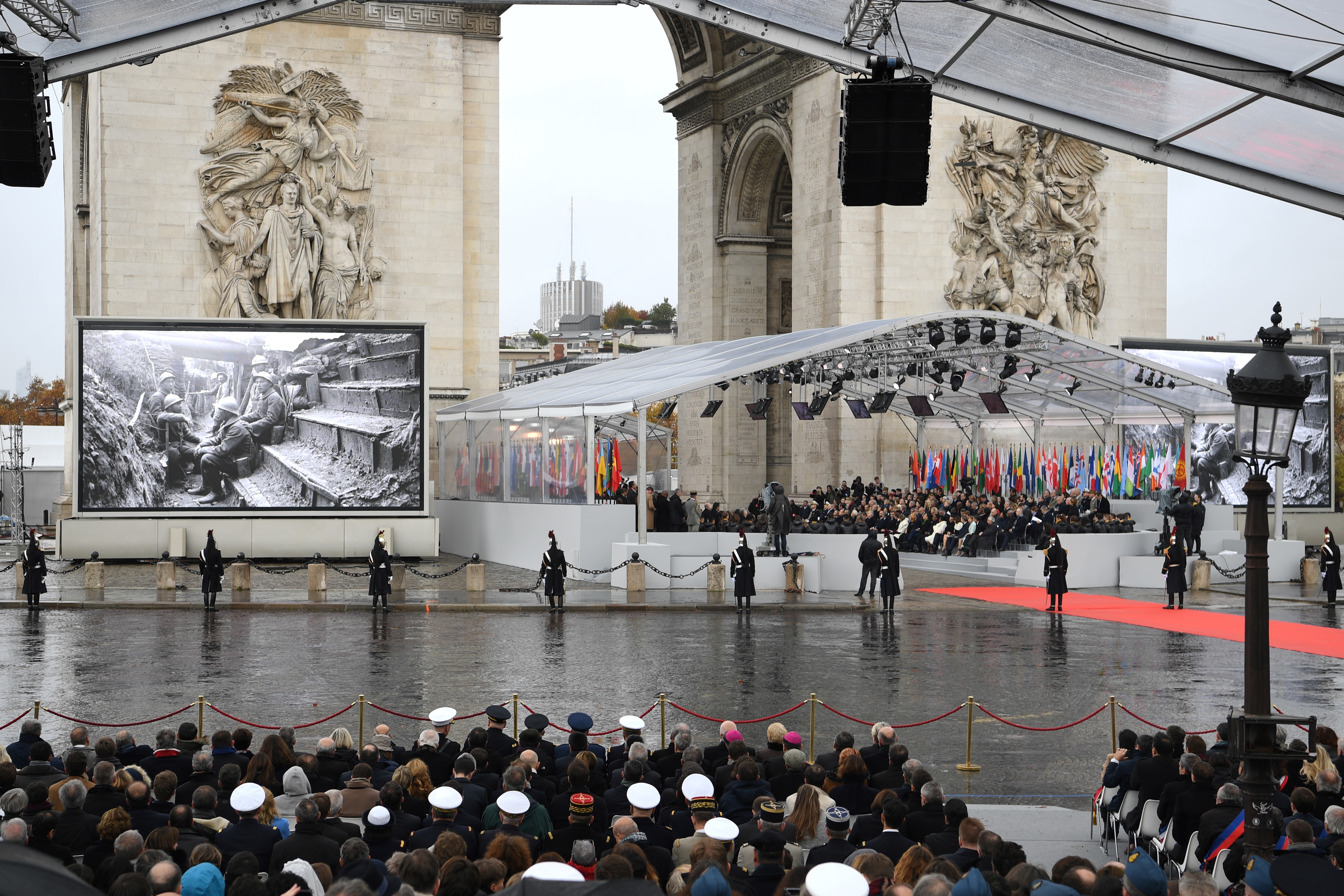 Fotografías de soldados de la Primera Guerra Mundial proyectadas durante el evento