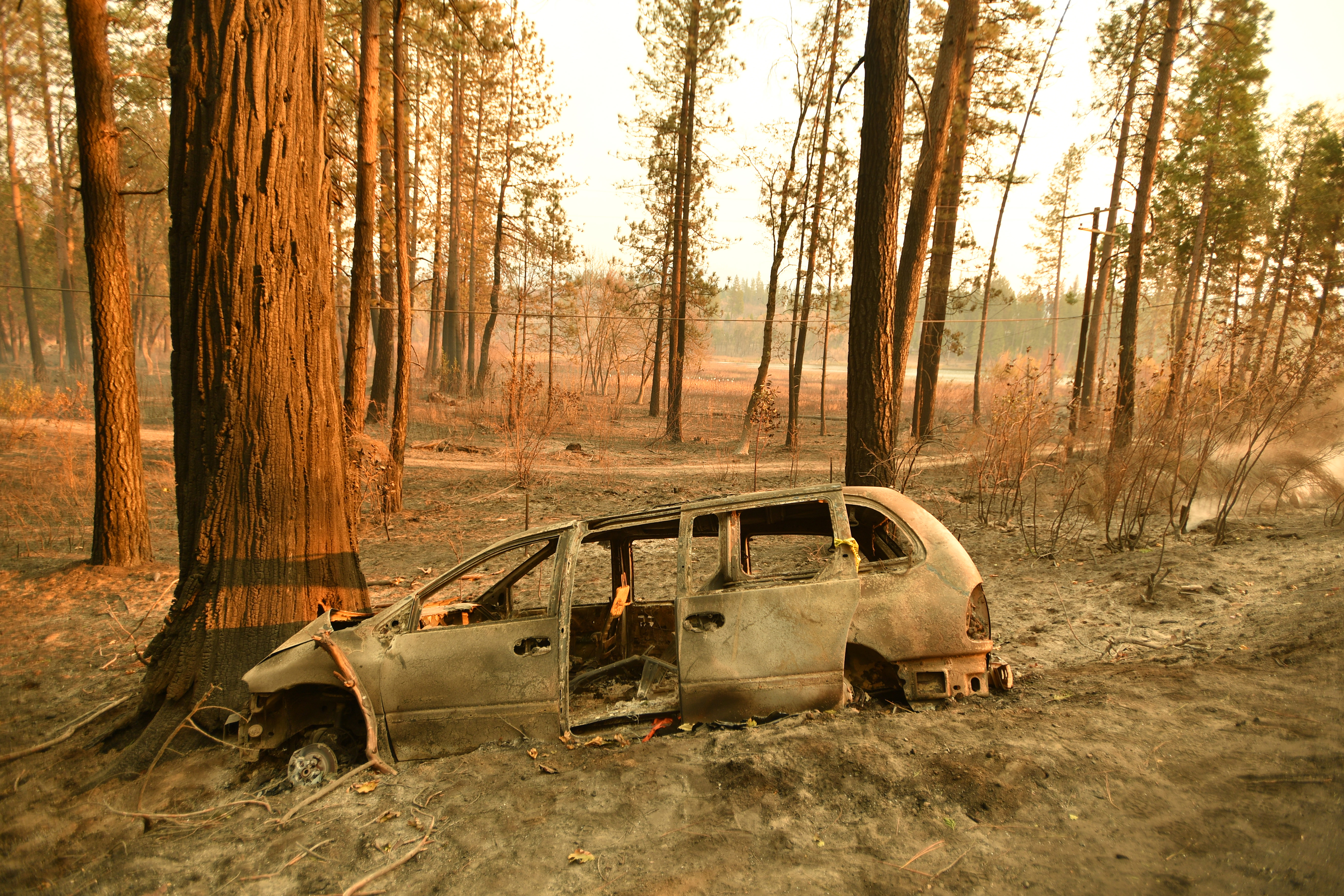 Los restos de un vehículo en Concow, California (Josh Edelson / AFP)