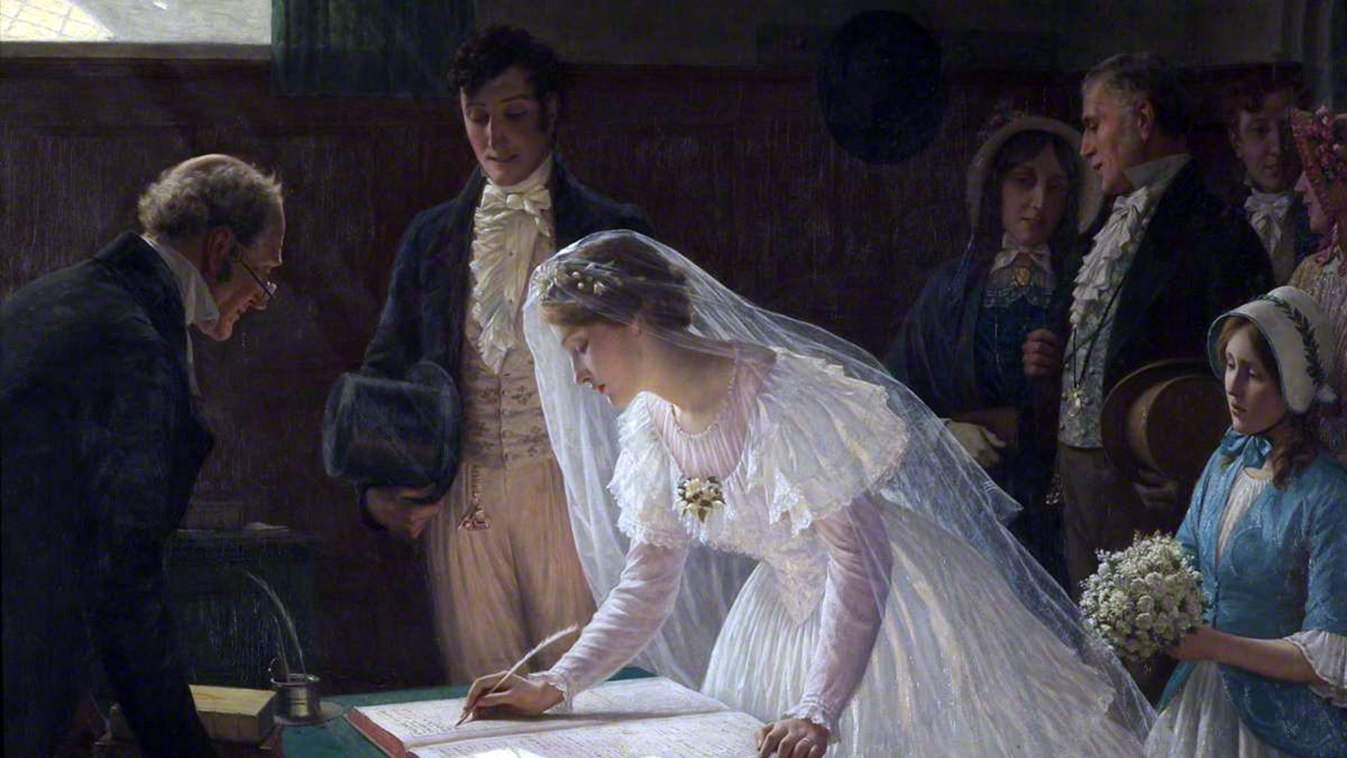 “Firmando el Registro” de Edmund Blair Leighton