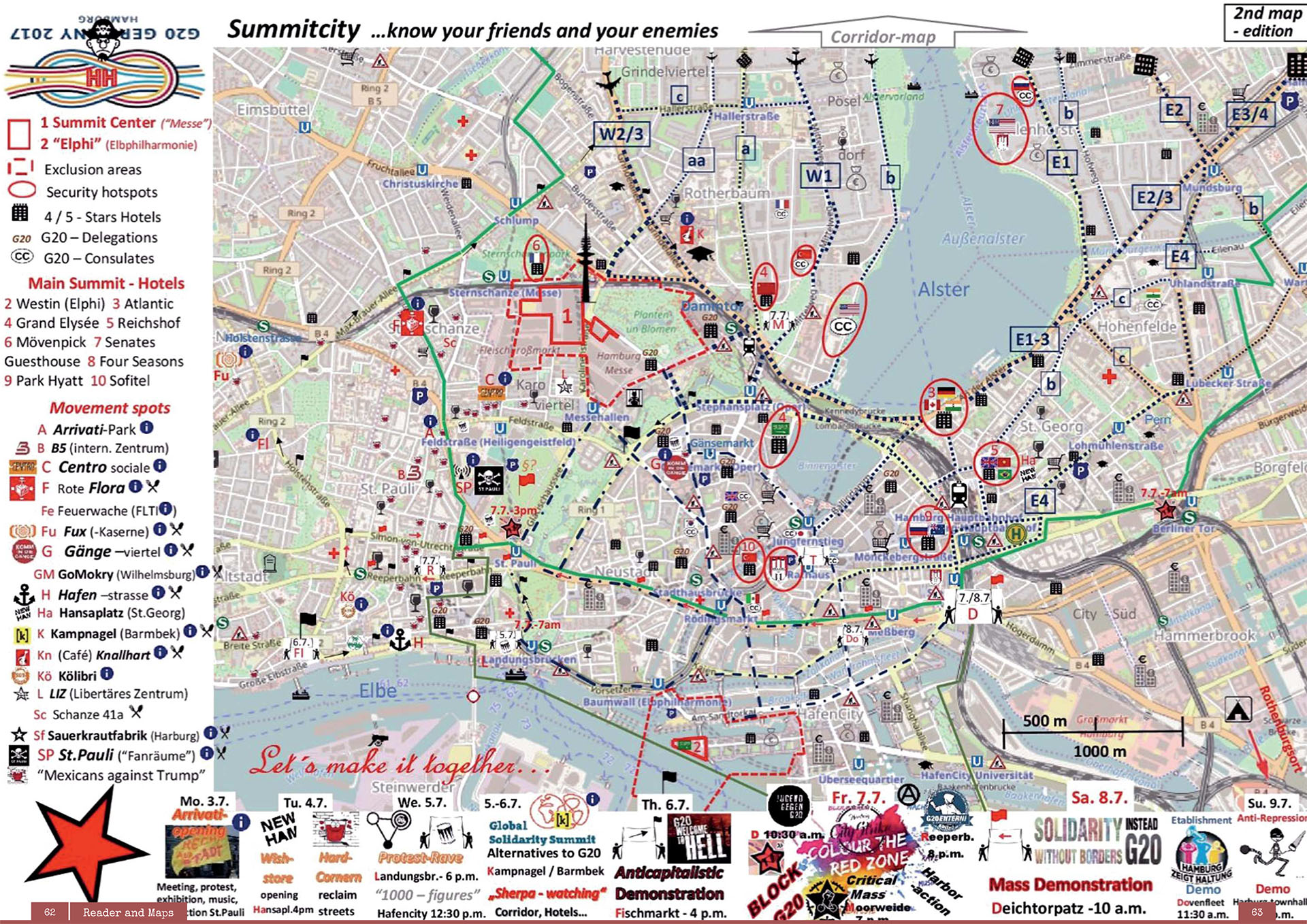 Los mapas confeccionados sobre las protestas en Hamburgo durante el G20 2017