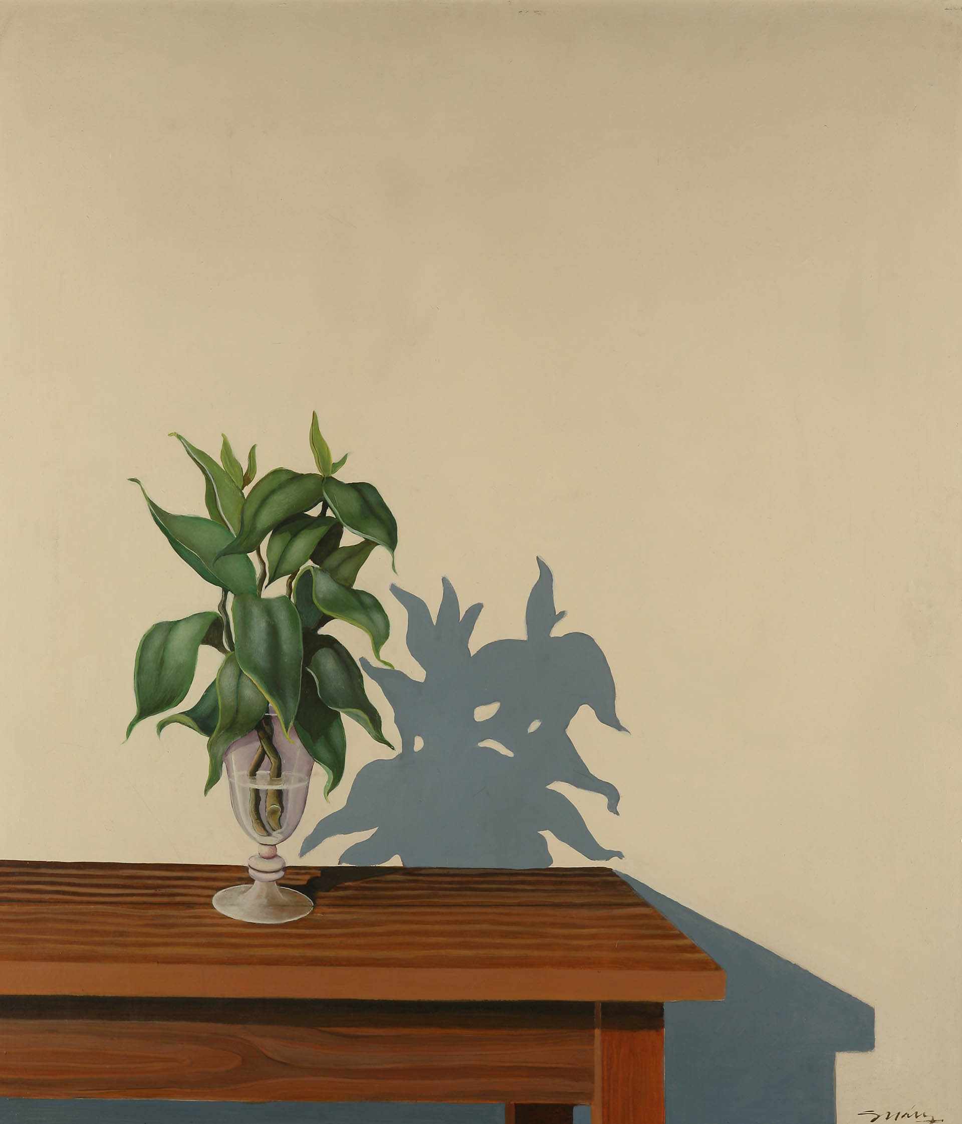 Pablo Suarez.Florero con hojas,1976