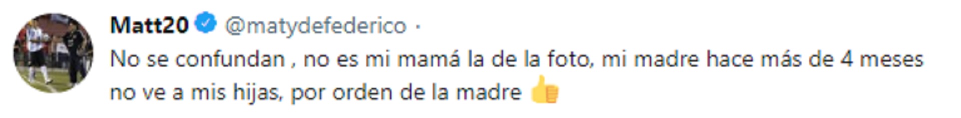 El tuit de Matías Defederico reclamando que su madre no ve a sus hijas por decisión de Cinthia Fernández