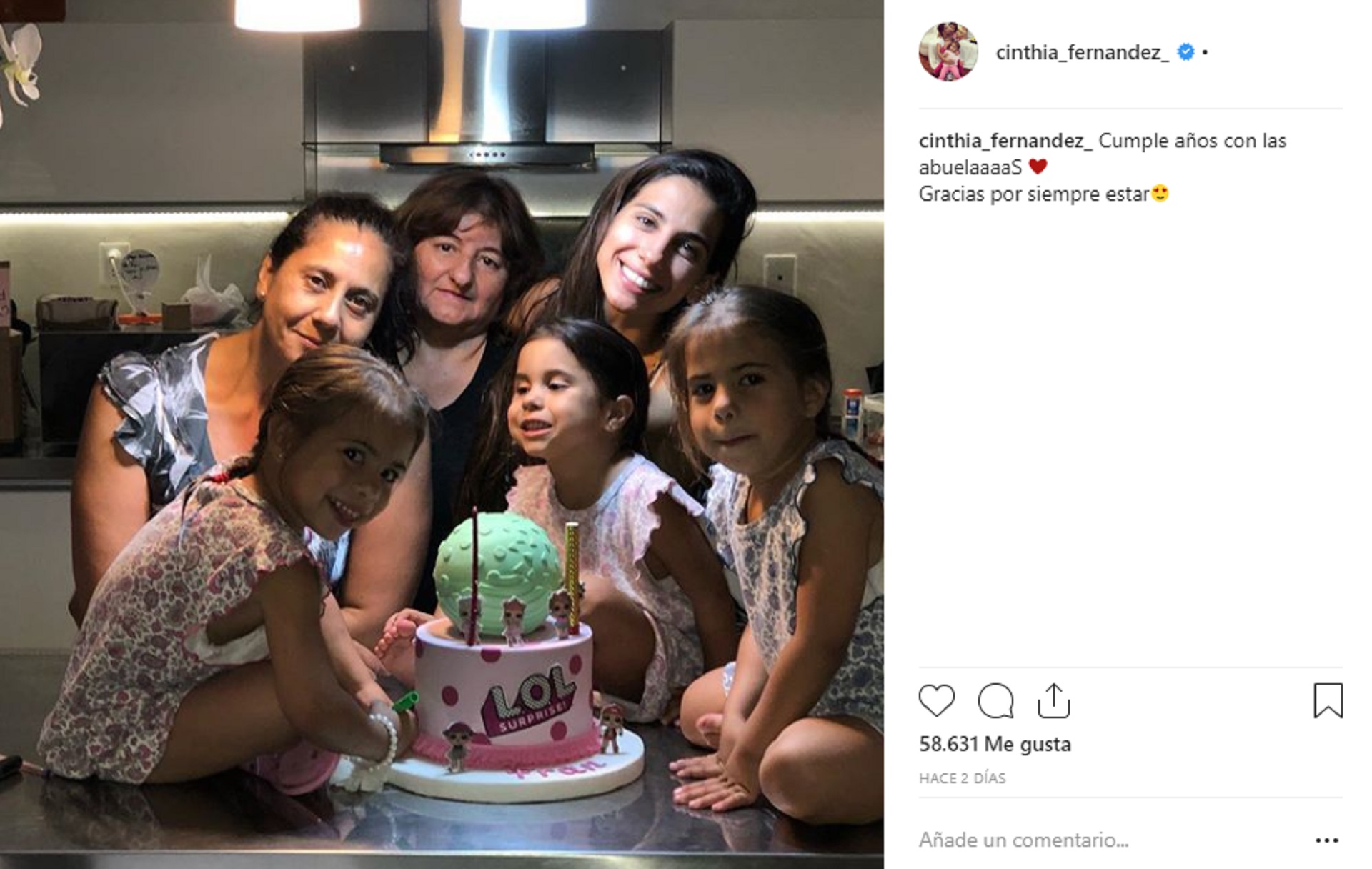 El posteo de Cinthia Fernández por el cumpleaños de su hija menor (Instagram)