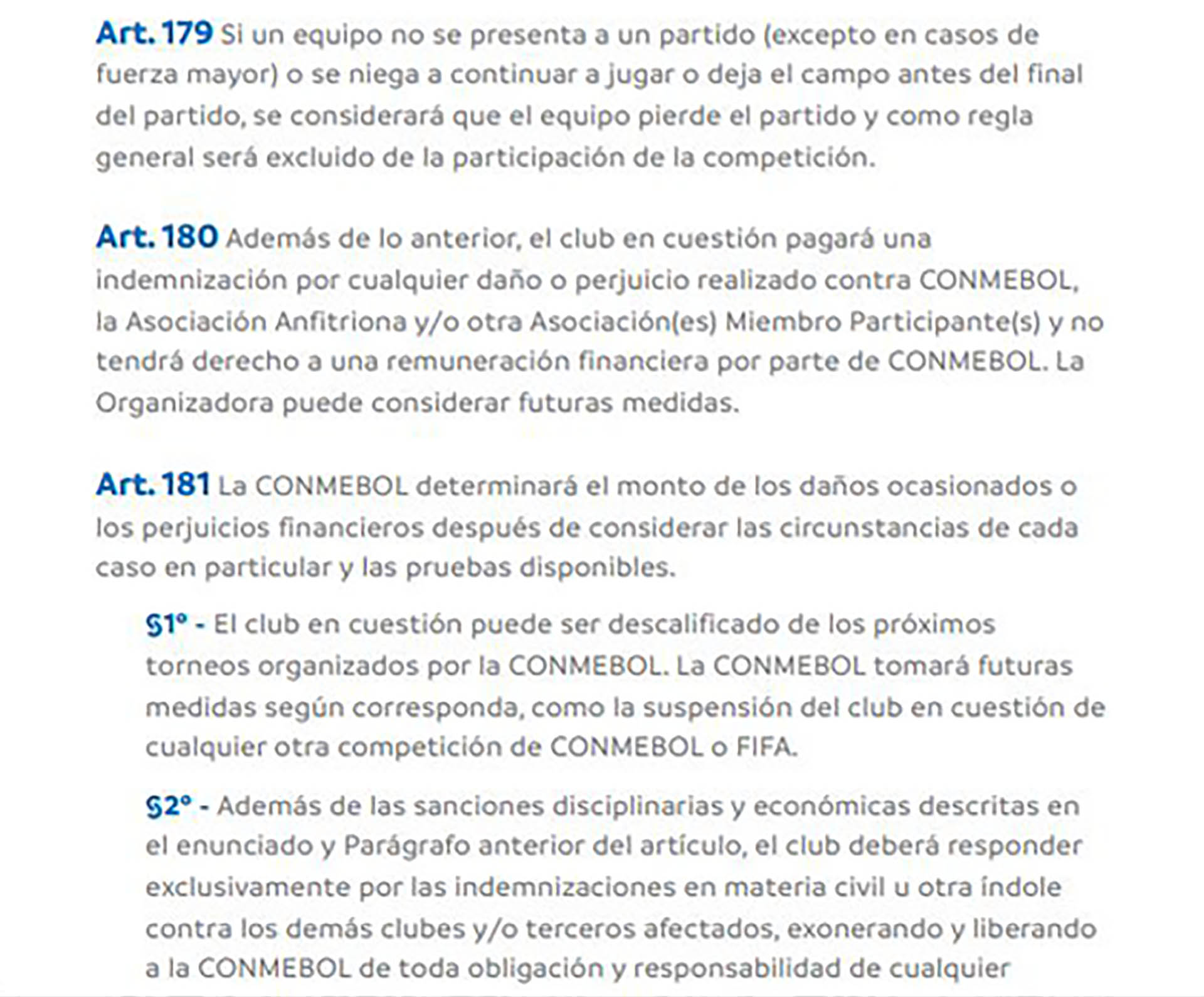 El retazo del Reglamento de la Copa Libertadores 2018
