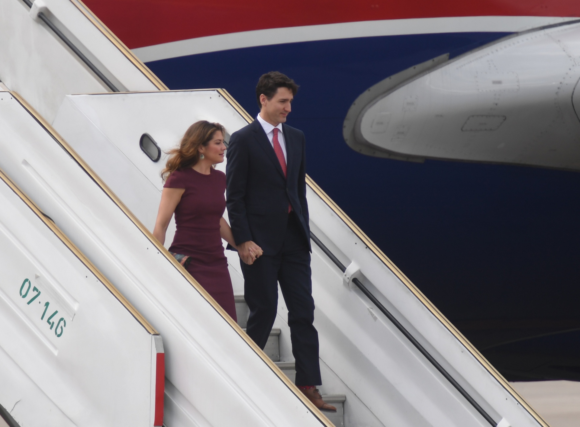 Justin Trudeau y su esposa Sophie Grégoire, quien participará de distintas actividades con la Primera Dama argentina Juliana Awada