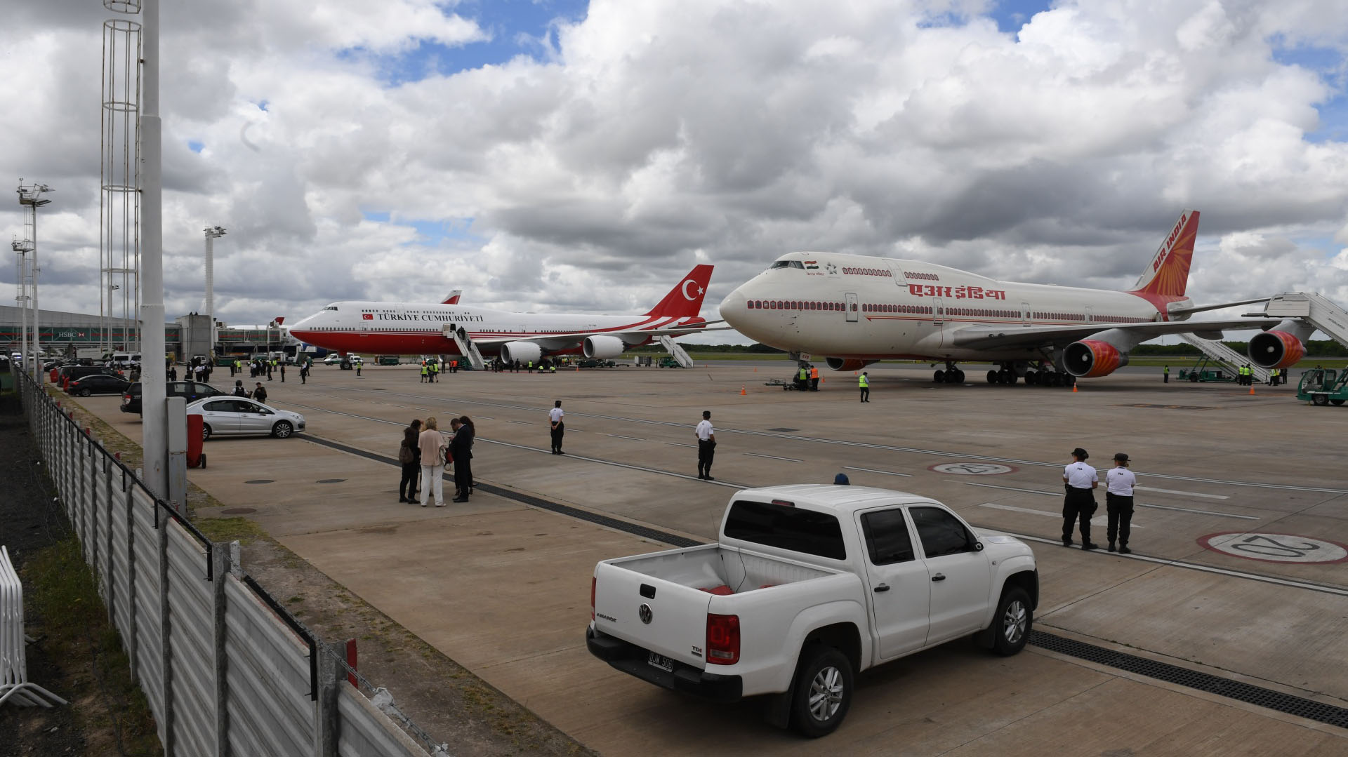 Los Boeing 747 del gobierno de Turquía y de la India en Ezeiza