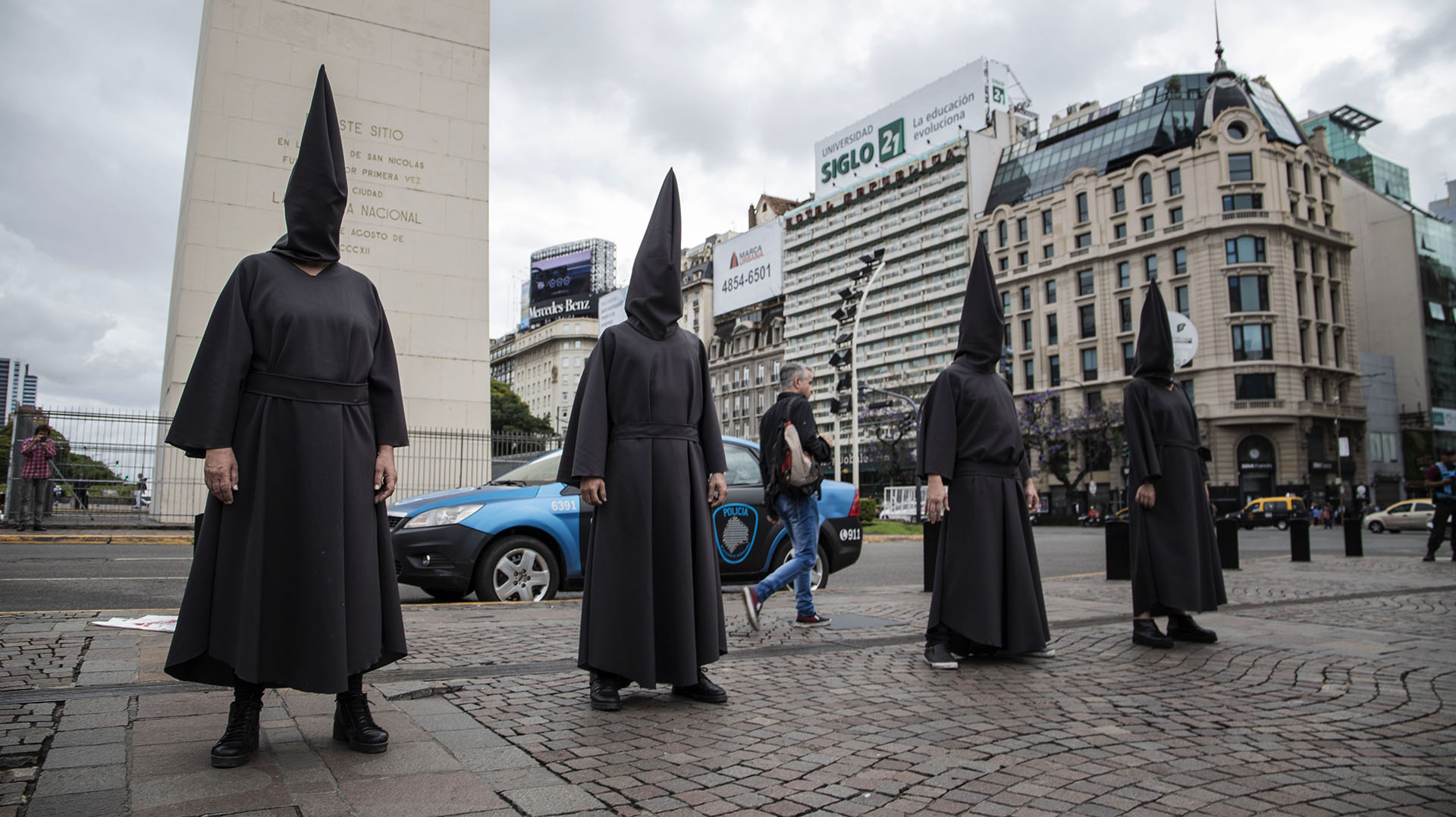 Una protesta frente al Obelisco
