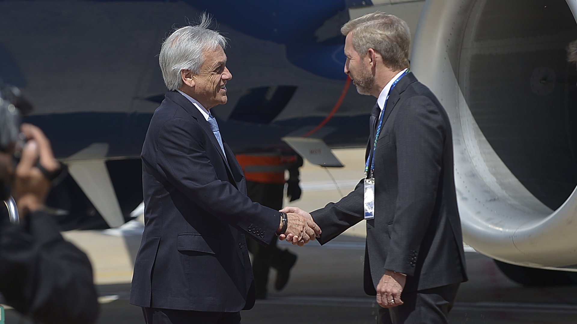 El presidente de Chile Sebastián Piñera fue recibido por el ministro del Interior Rogelio Frigerio(Manuel Cortina)