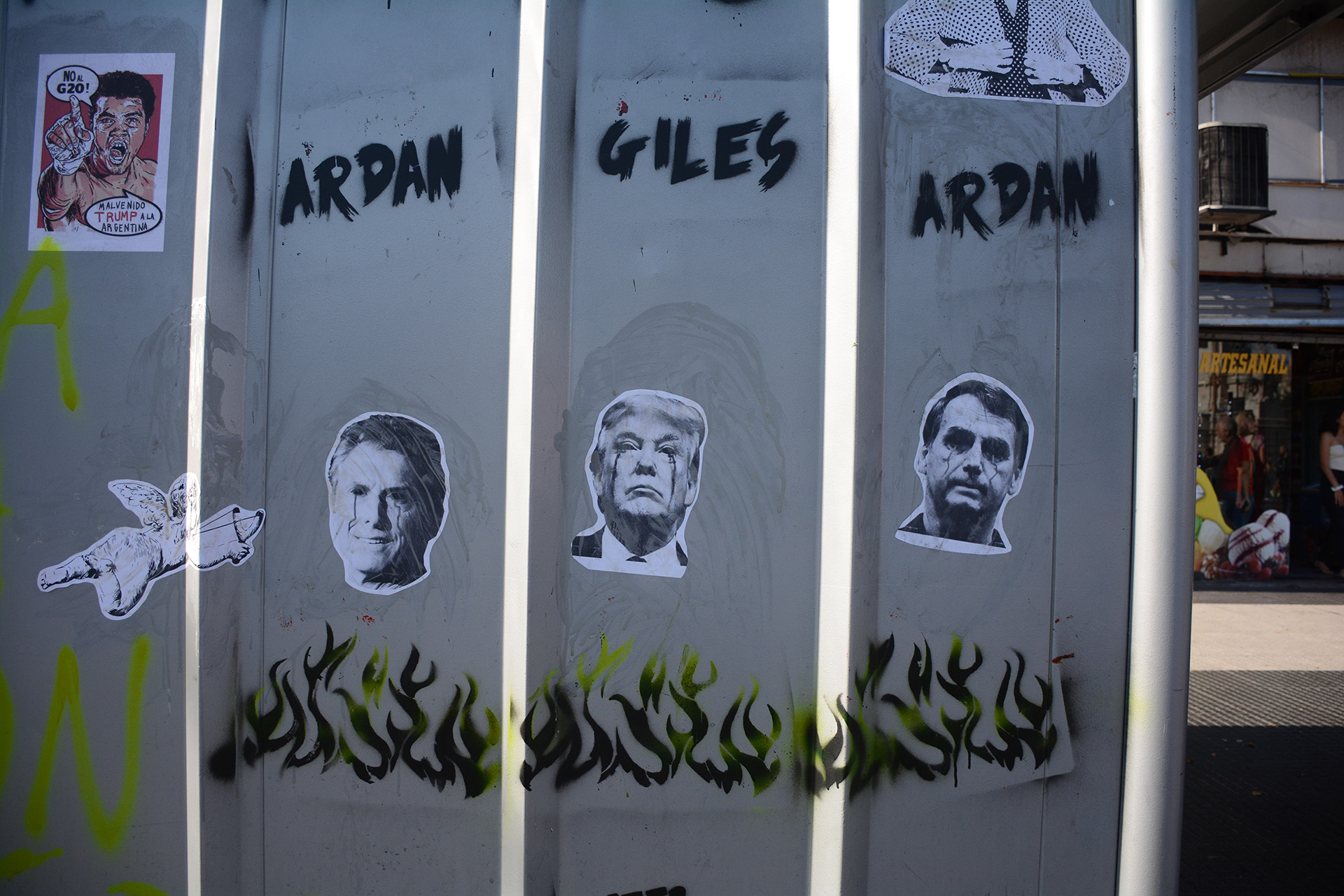 Los presidentes de Argentina, Estados Unidos y Brasil fueron los principales apuntados de la manifestación