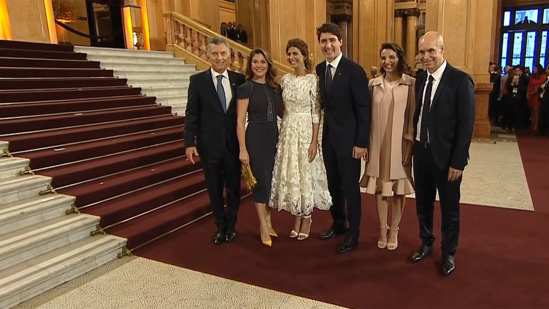 Macri, Sophie Grégorie, Awada, Trudeau, Diez y Rodríguez Larreta