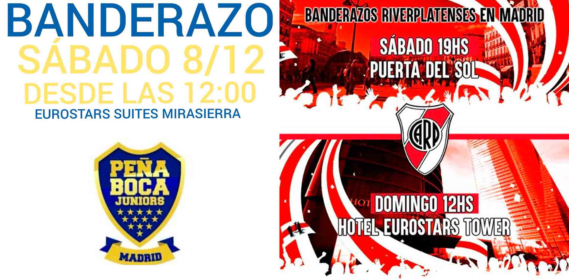 Sabado: banderazo de Boca y de River