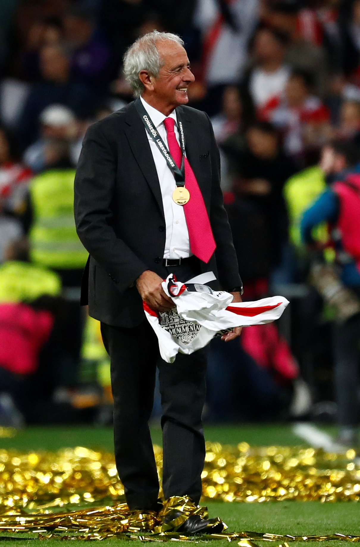 D’Onofrio festeja la Copa Libertadores de River (REUTERS)