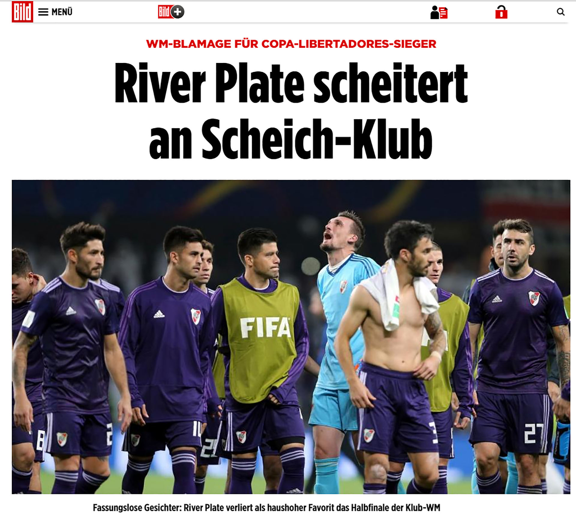 “River fracasa ante el equipo del jeque” Bild, Alemania