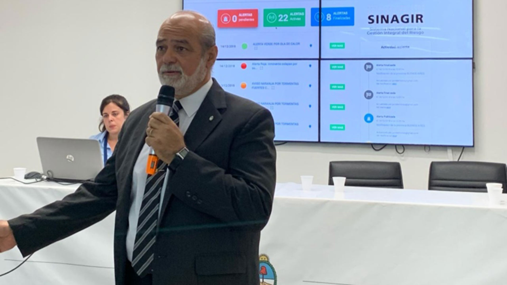 El secretario de Protección Civil, Emilio Renda, durante la presentación de la plataforma digital (Foto: Ministerio de Seguridad)
