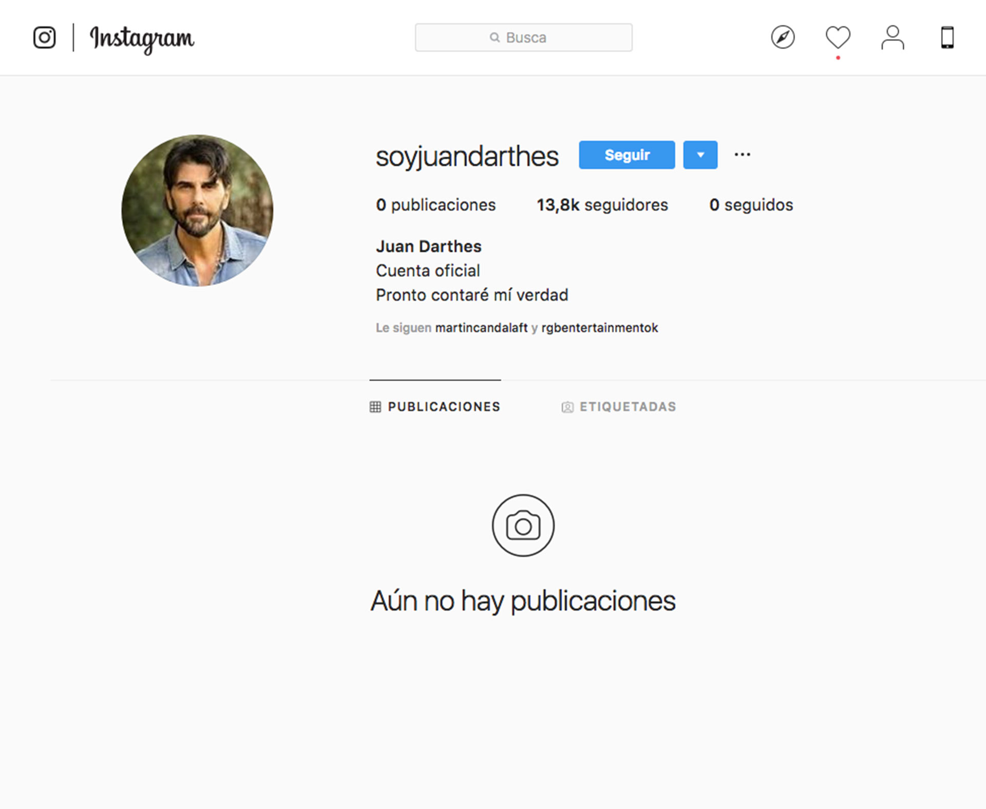 El mensaje del actor en Instagram.