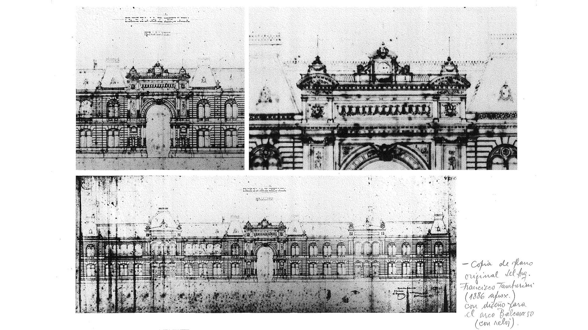 La fotografía de un plano original diseñado por el arquitecto Francisco Tamburini en 1886 que ratificó la teoría del relojero