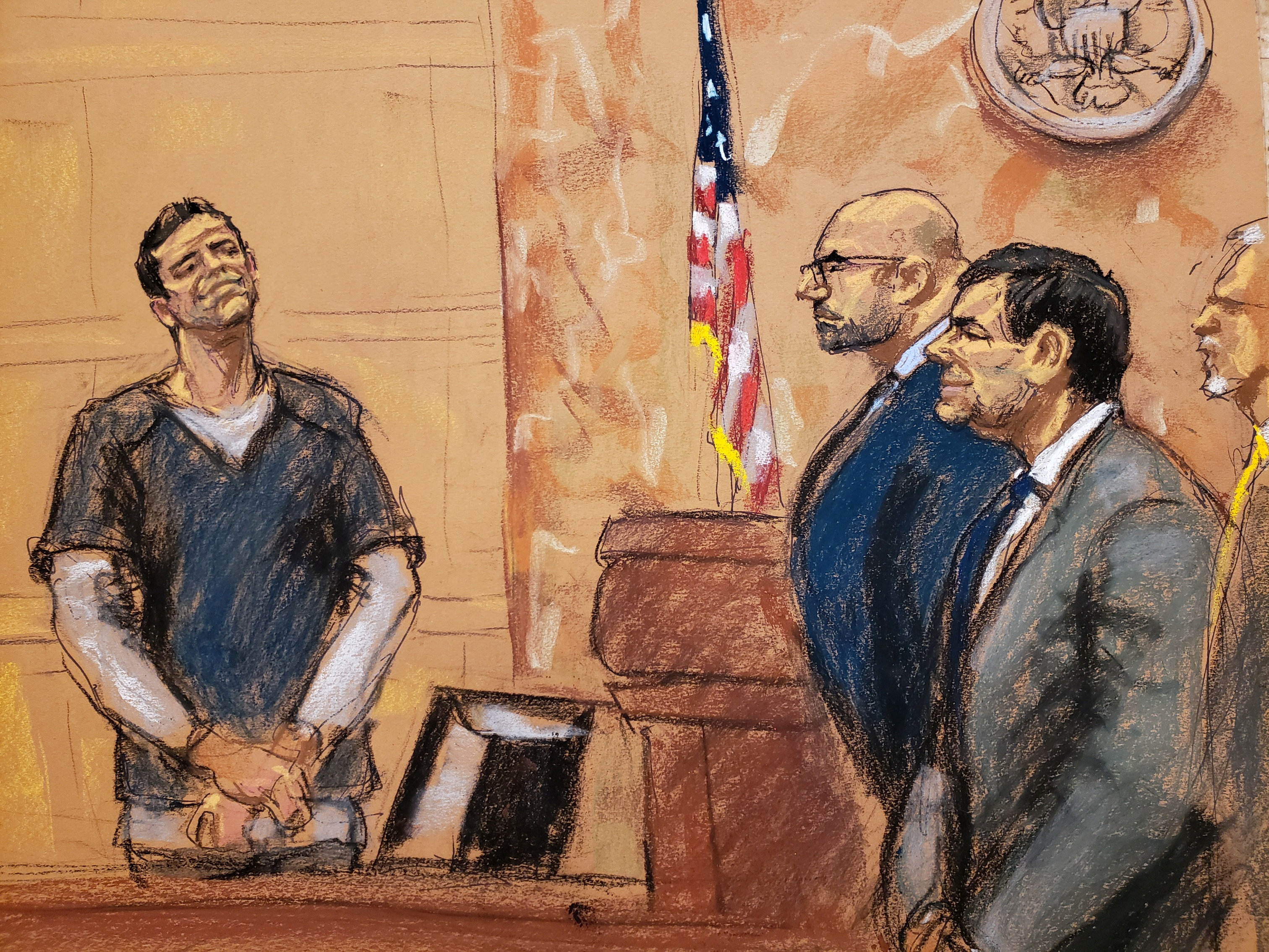 Vicente Zambada Niebla asiente con la cabeza y sonríe desde el cuadro del testigo (Foto: REUTERS / Jane Rosenberg)