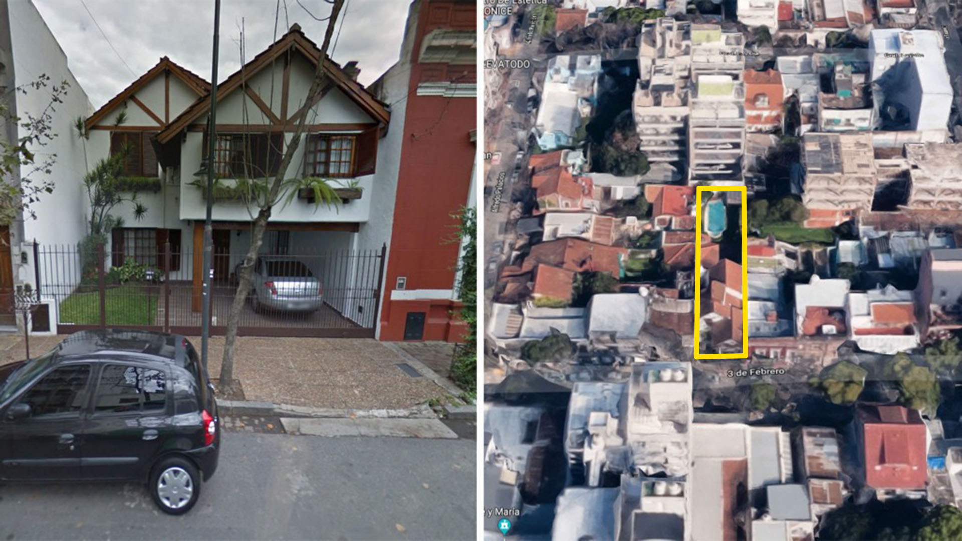 Una de las 11 propiedades de Andreotti, sobre la calle 3 de Febrero en San Fernando, con pileta.