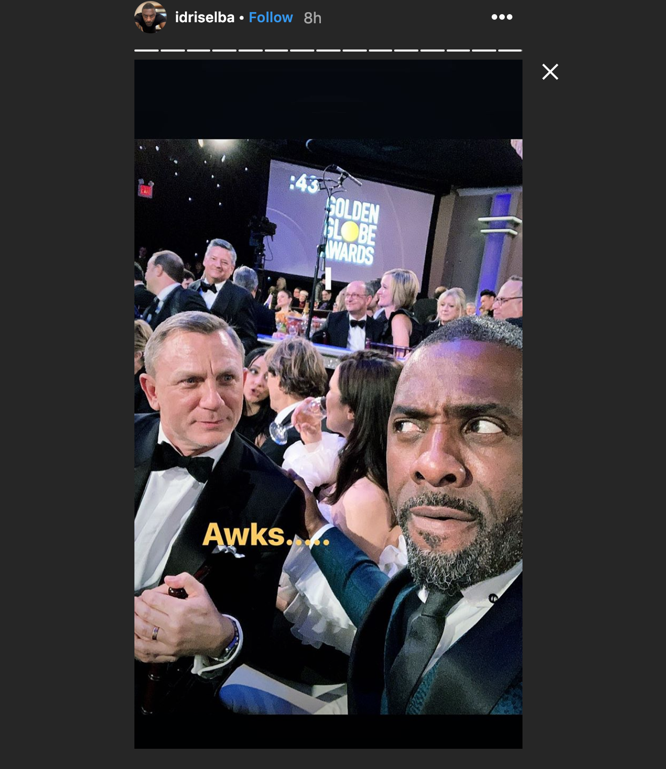 Idris Elba y Daniel Craig se sacaron una selfie juntos en los Globos de Oro 2019
