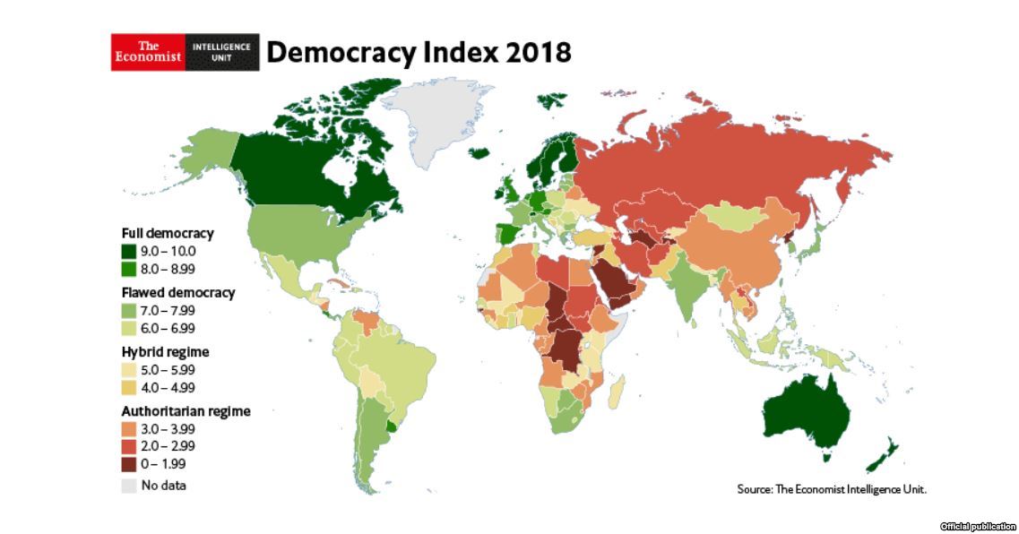 Mapa de Índice de Democracia 2018
