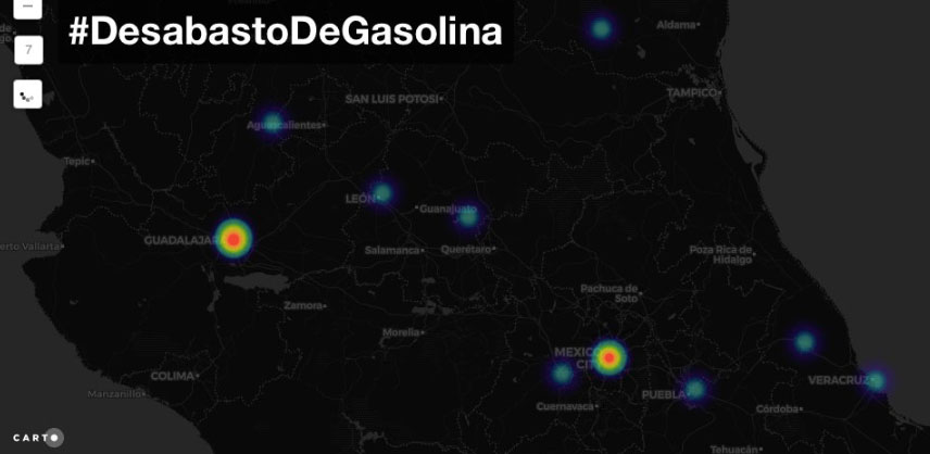 Así registró Escorcia los mensajes de Twitter al inicio del desabasto de gasolina (Foto: Twitter LoQueSigue_)