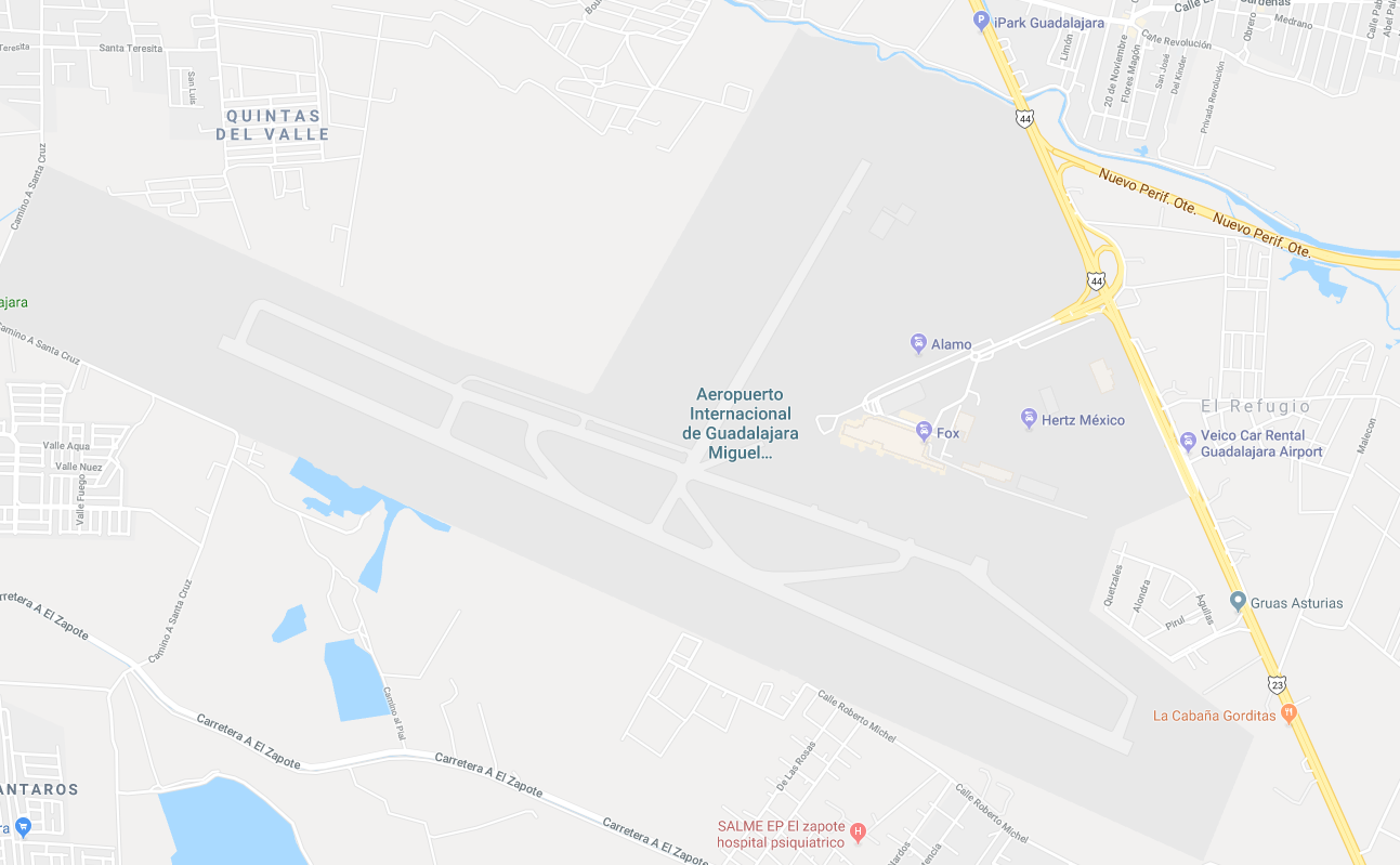 El vuelo 622 de la aerolínea mexicana despegó ayer a las 08:20 horas desde el aeropuerto de Guadalajara con dirección a San Francisco (Google Maps)