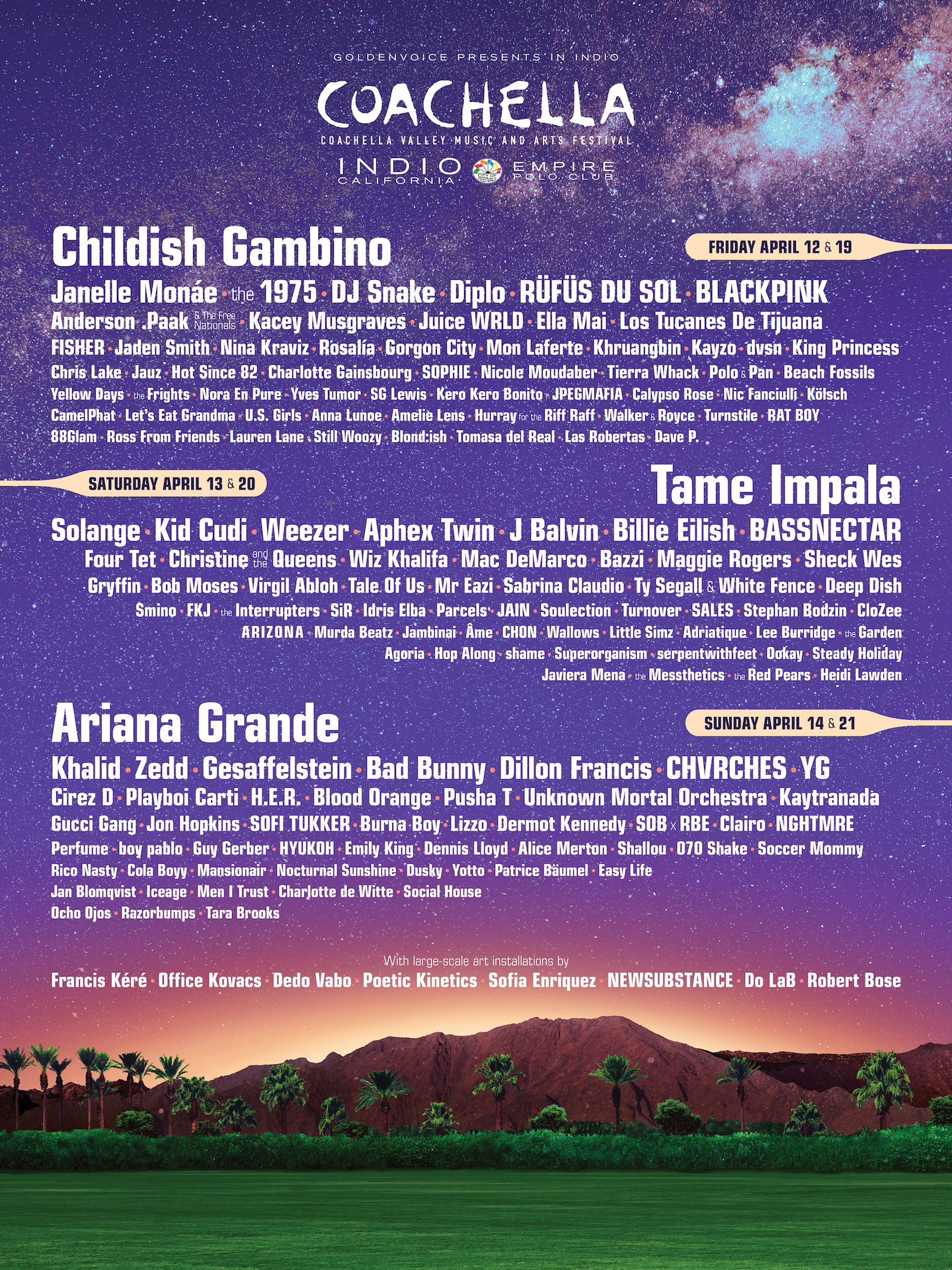 Cartel de Coachella 2019 (Foto: Coachella)