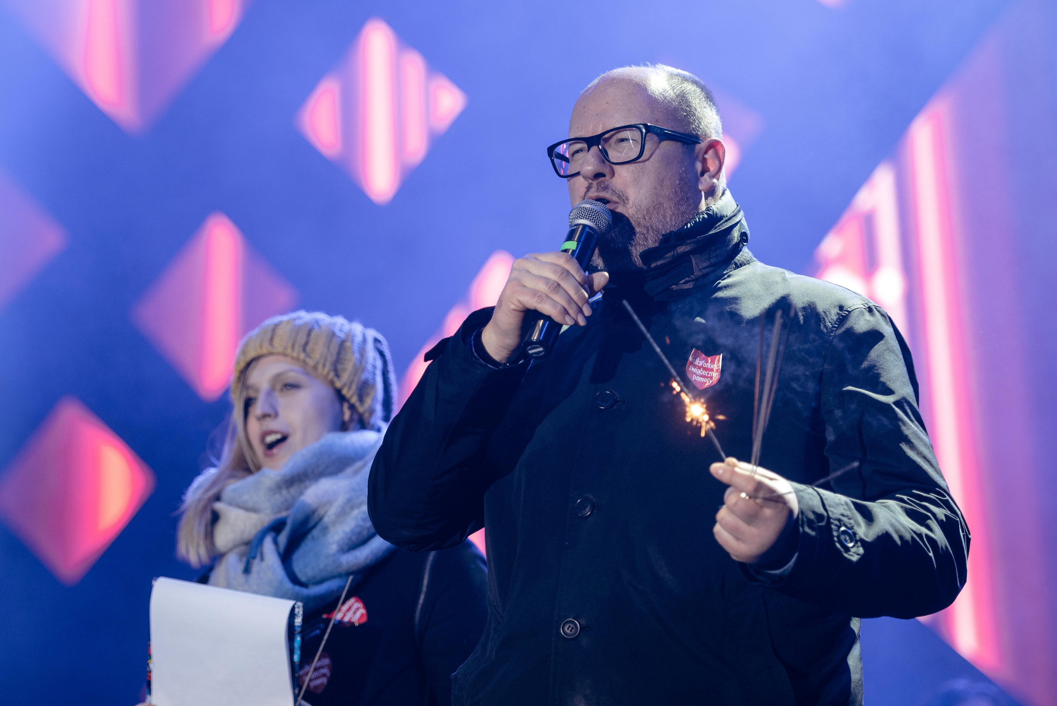 El alcalde de Gdans Pawel Adamowicz durante el acto (Agencja Gazeta/Bartosz Banka via REUTERS)