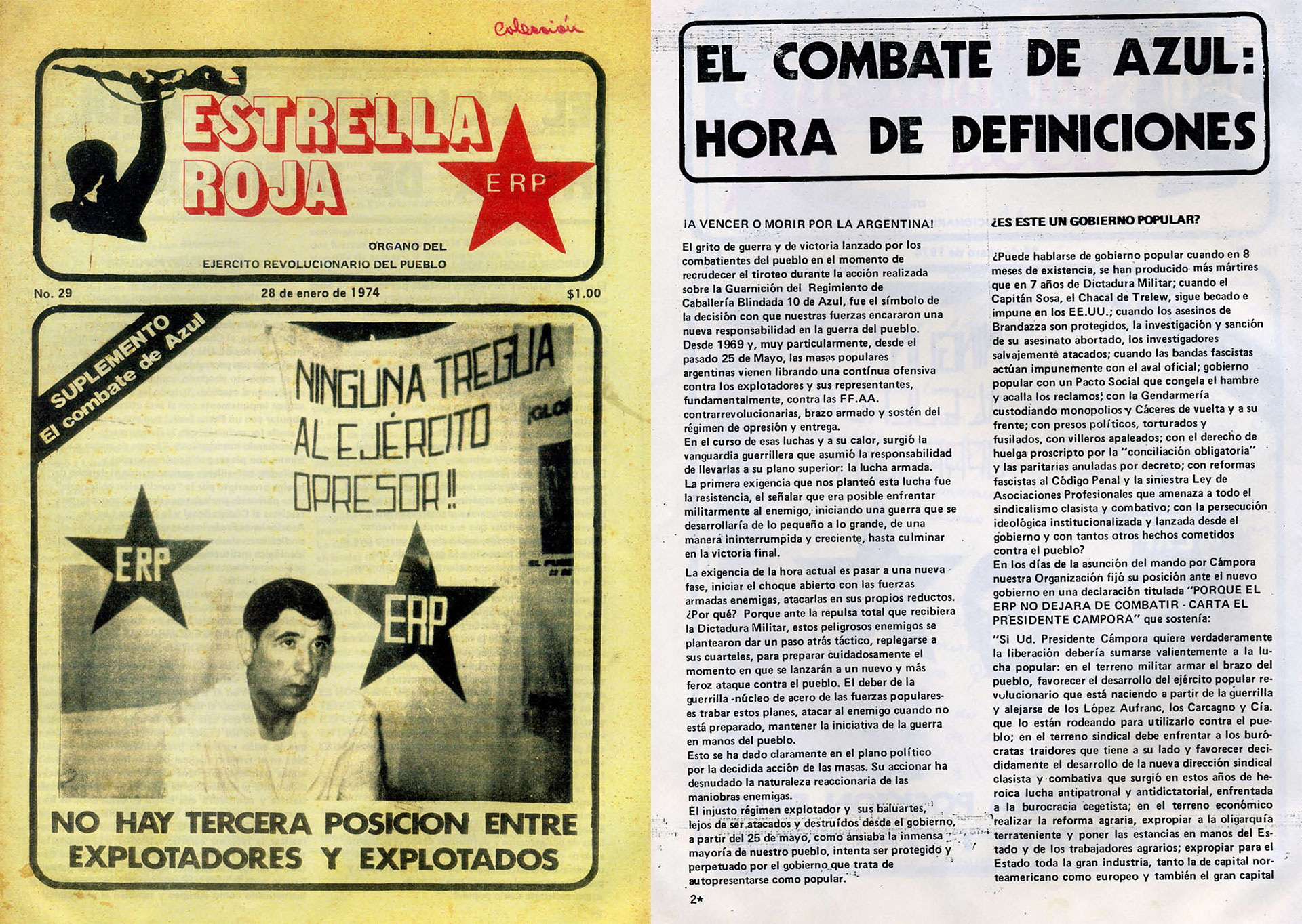 Red Star, the ERP dissemination body. In the photo, Colonel Ibarzábal, kidnapped in a