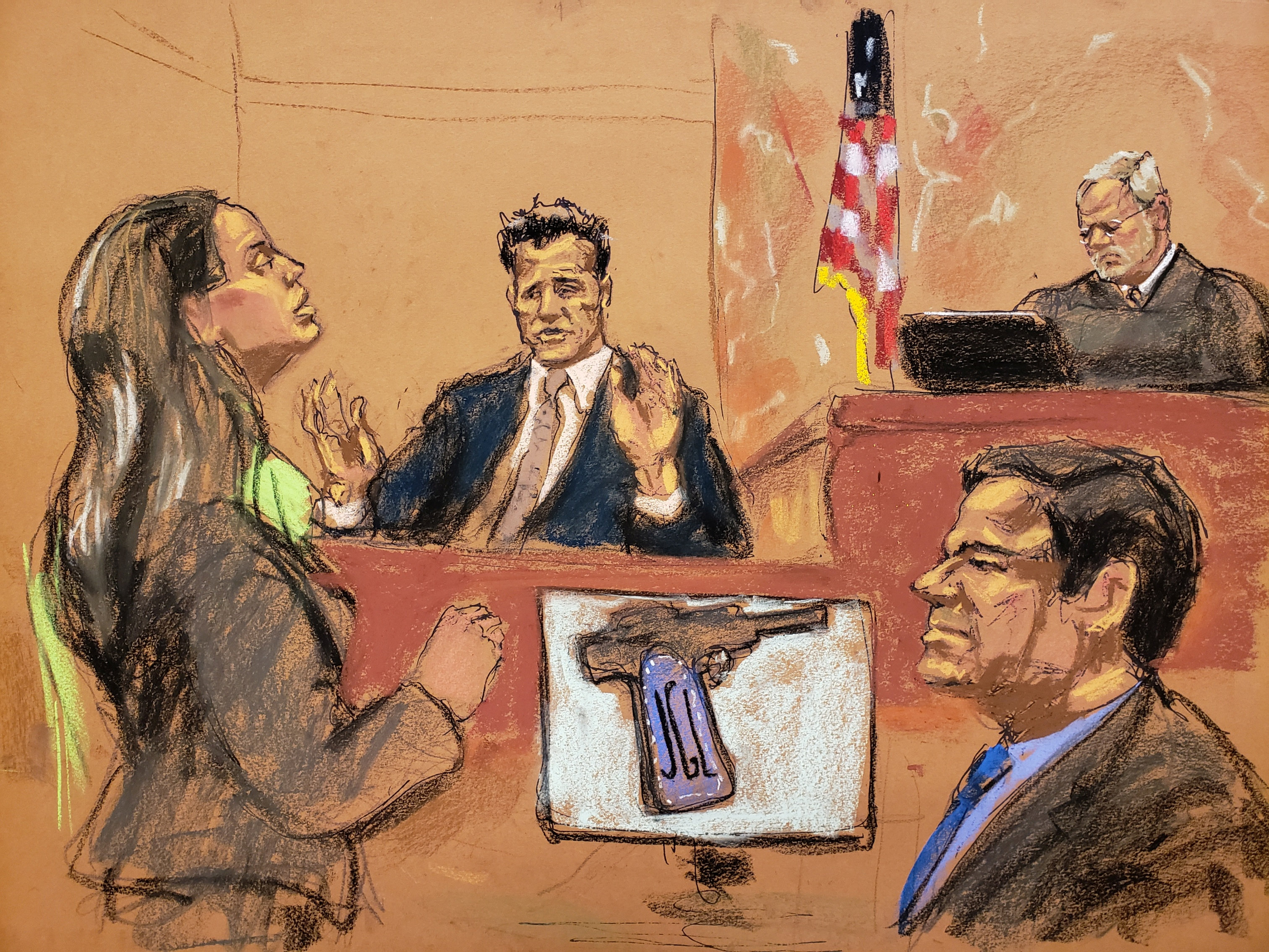 Incluso los dibujantes del tribunal tienen prohibido retratar a los jurados. (Jane Rosenberg/Reuters)