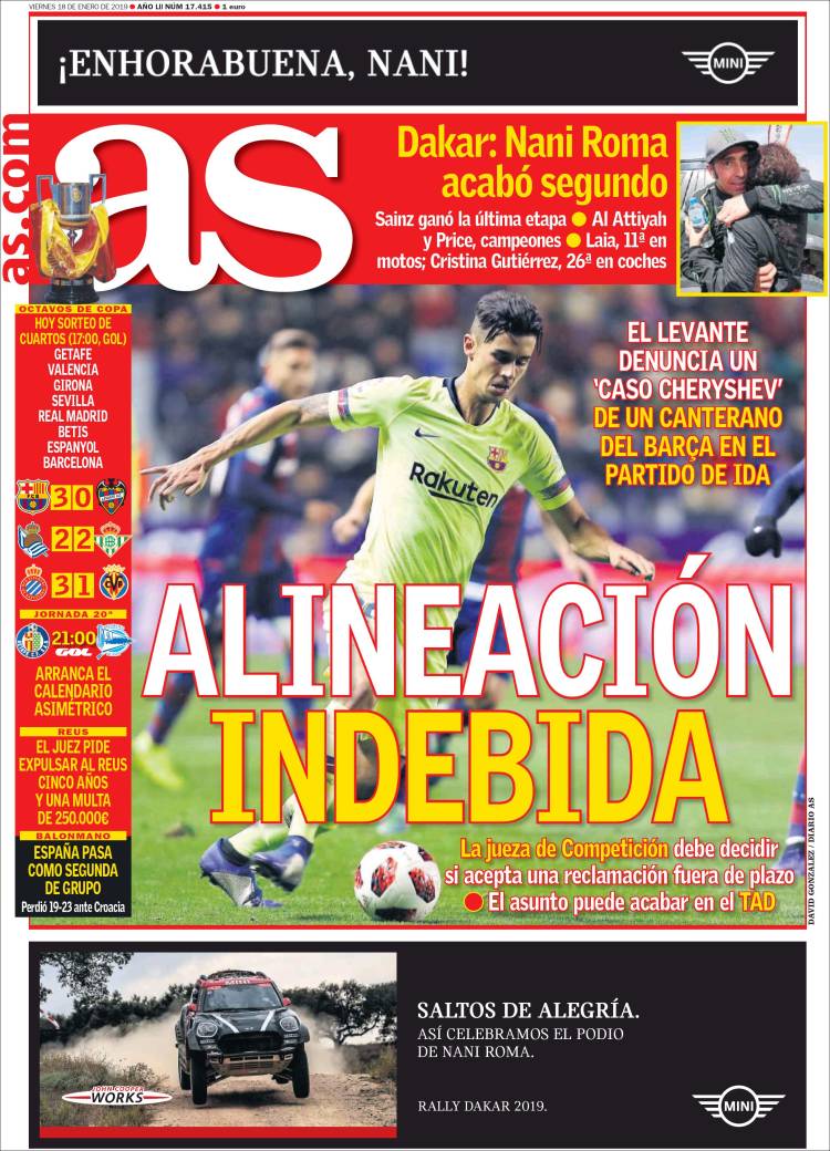 El tema está instalado en los medios españoles (Tapa diario As)