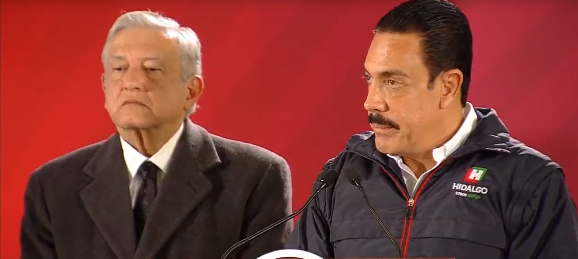 El presidente Andrés Manuel López Obrador y el gobernador de Hidalgo, Omar Fayad (Foto: Captura de Pantalla)