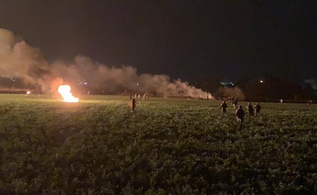 Se registró esta noche una explosión presuntamente de una toma clandestina de esta entidad, en la que de acuerdo a los primeros reportes de las autoridades se reportan varios lesionados. FOTO: SEDENA /CUARTOSCURO.COM