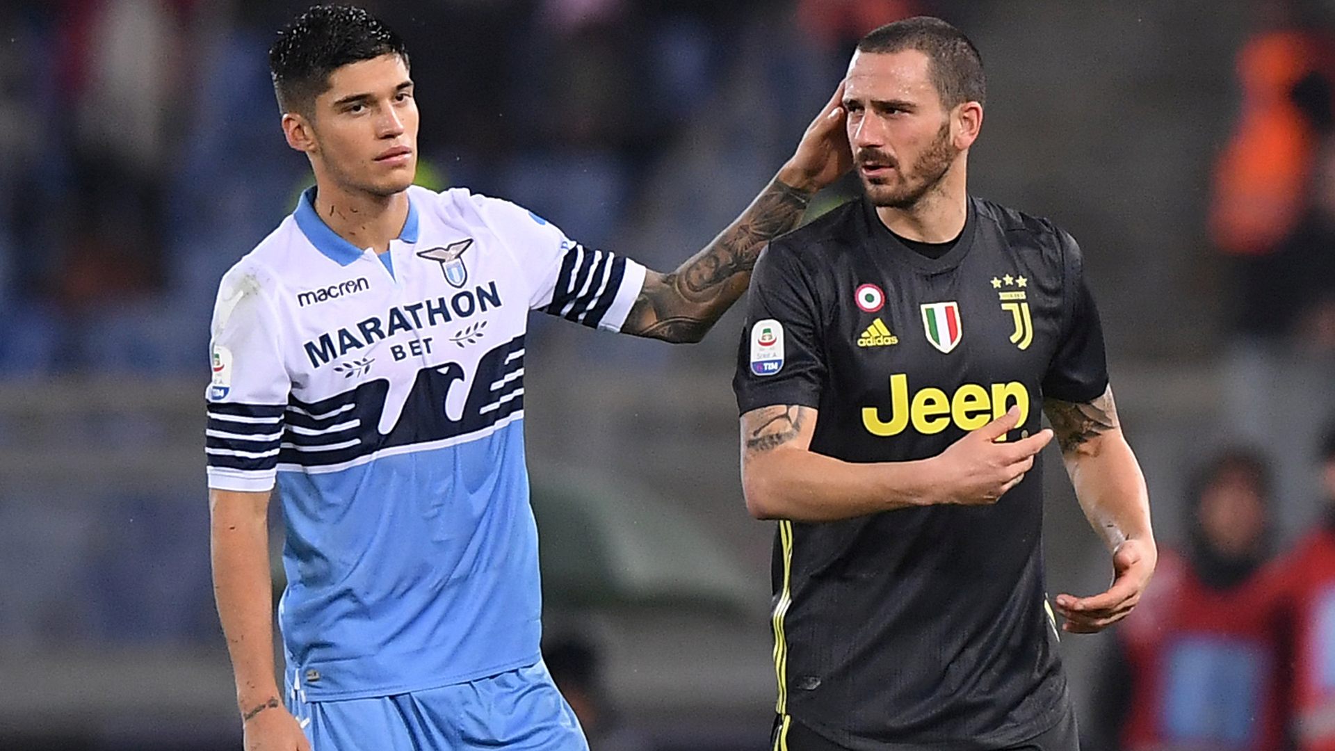 Soccer Football – Serie A – Lazio v Juventus – Stadio Olimpico, Rome, Italy – January 27, 2019 Lazio’s Joaquin Correa in action with Juventus’ Leonardo Bonucci REUTERS/Alberto Lingria