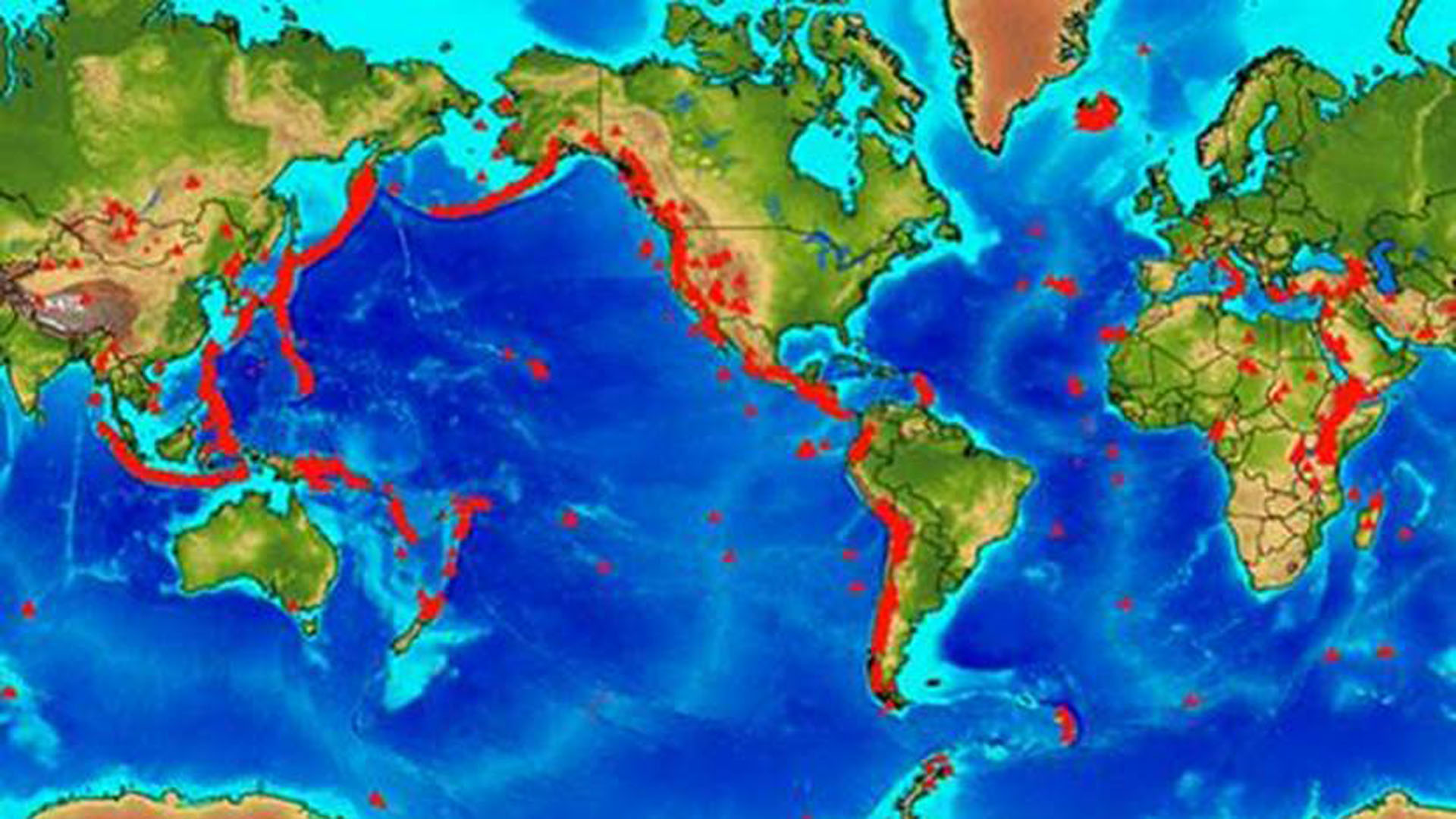 Mapa de los 1500 volcanes activos en el planeta